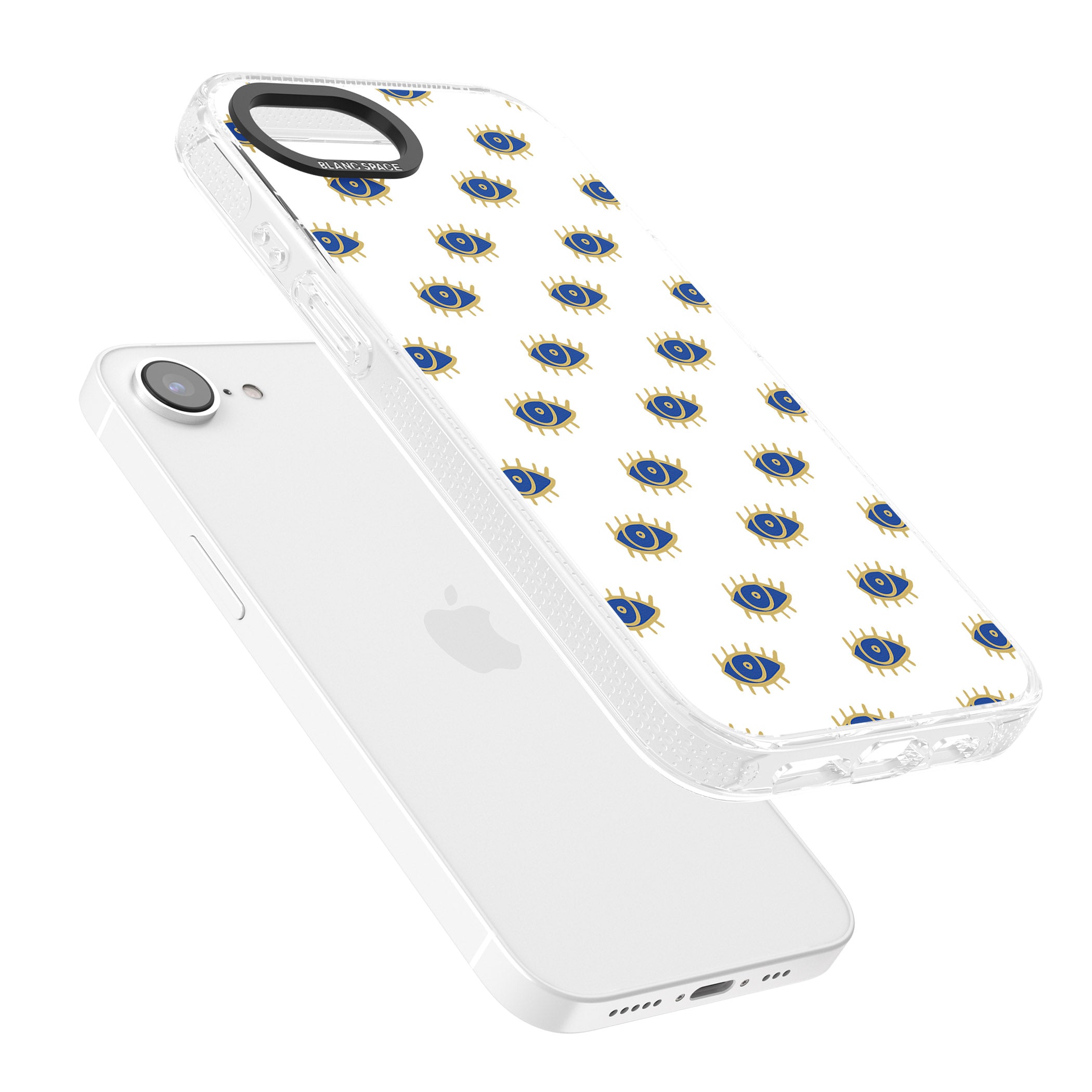 Gold Eyes Psychedelic Eyes Pattern iPhone 16e Clear Case Impact Air - Blanc Space