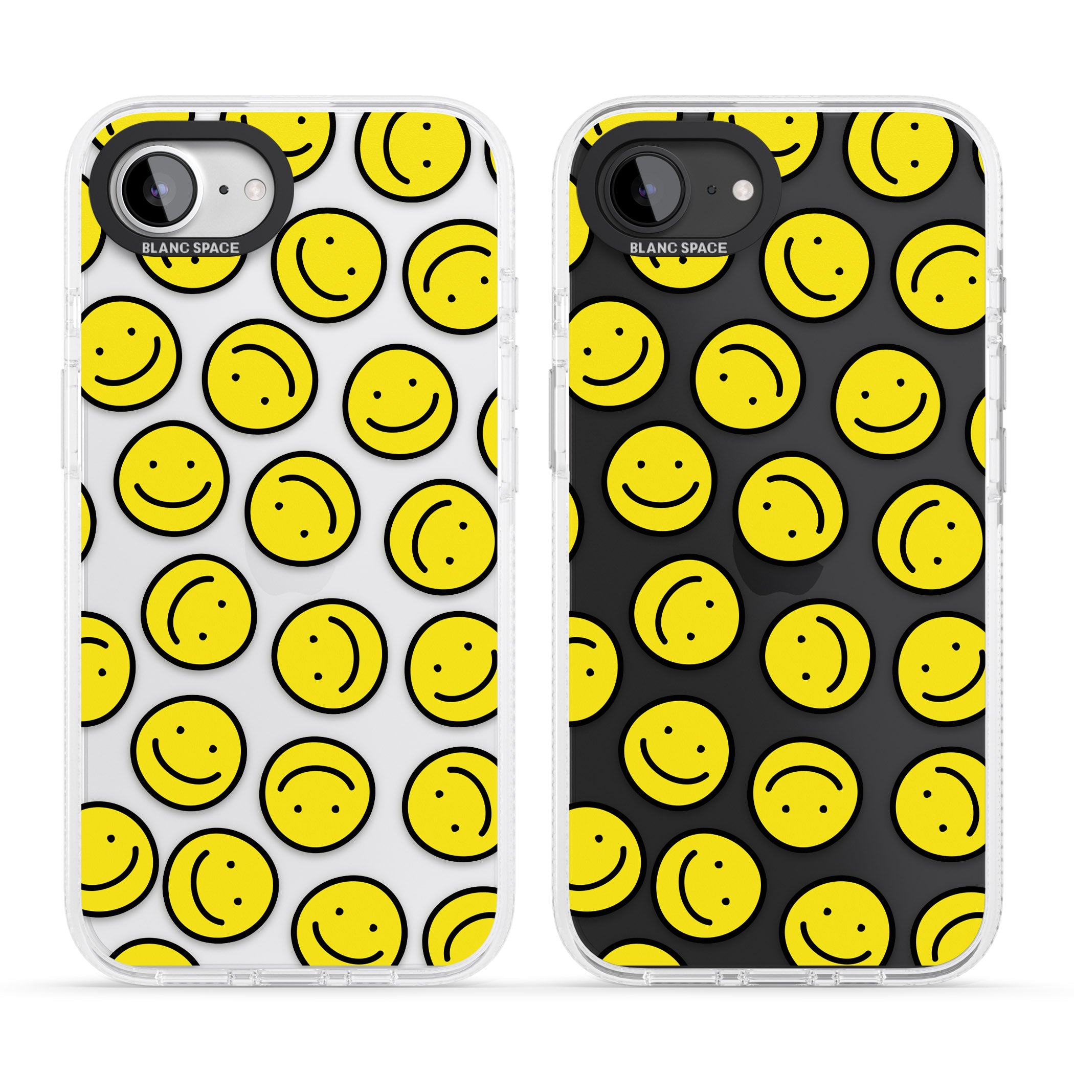 Happy Face Clear Pattern iPhone 16e Clear Case Impact Air - Blanc Space