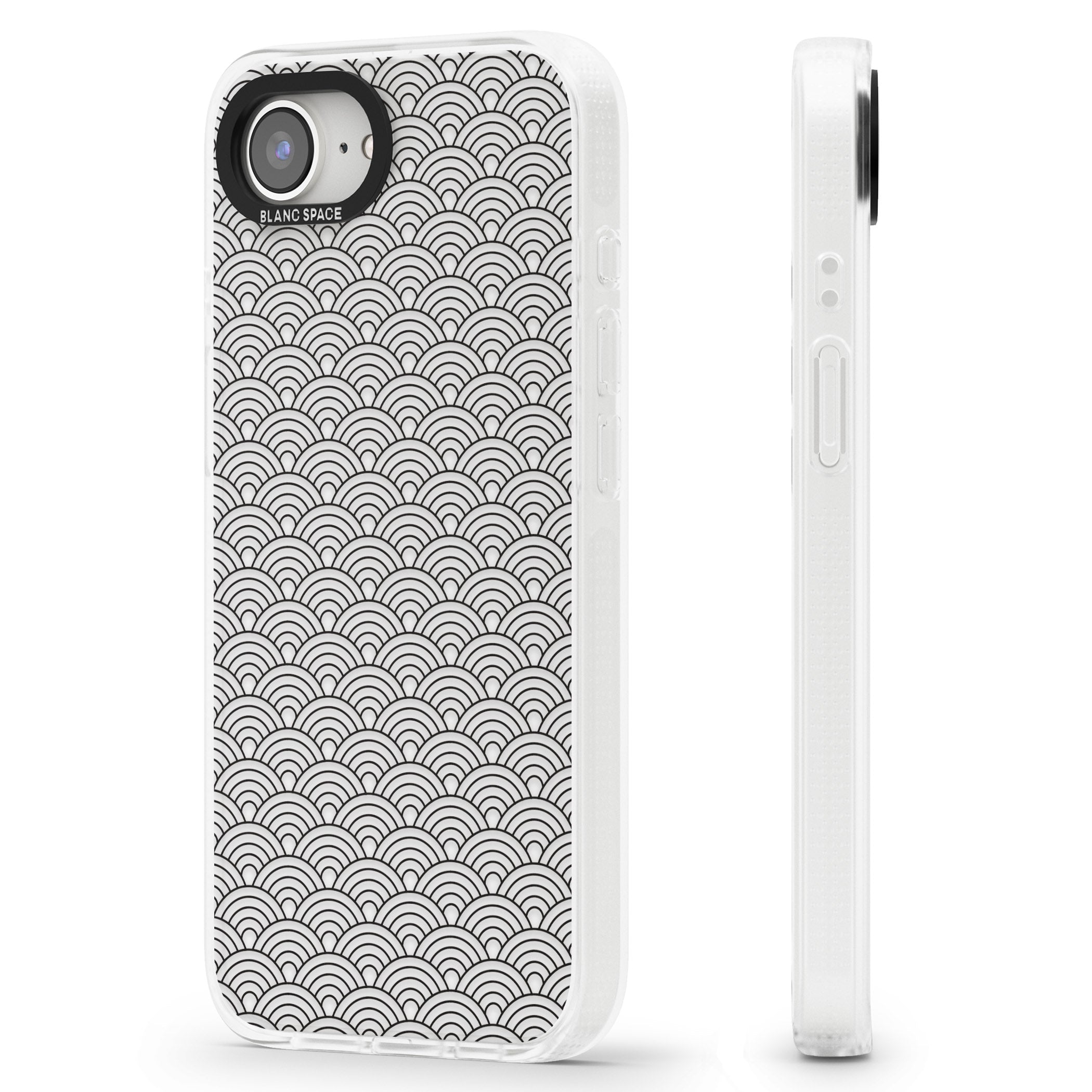 Abstract Lines: Scalloped Pattern iPhone 16e Clear Case Impact Air - Blanc Space