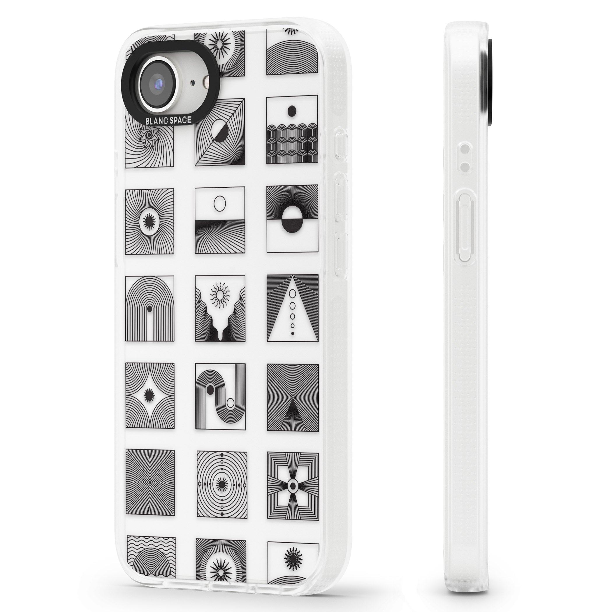 Abstract Lines: Mixed Pattern #1 iPhone 16e Clear Case Impact Air - Blanc Space