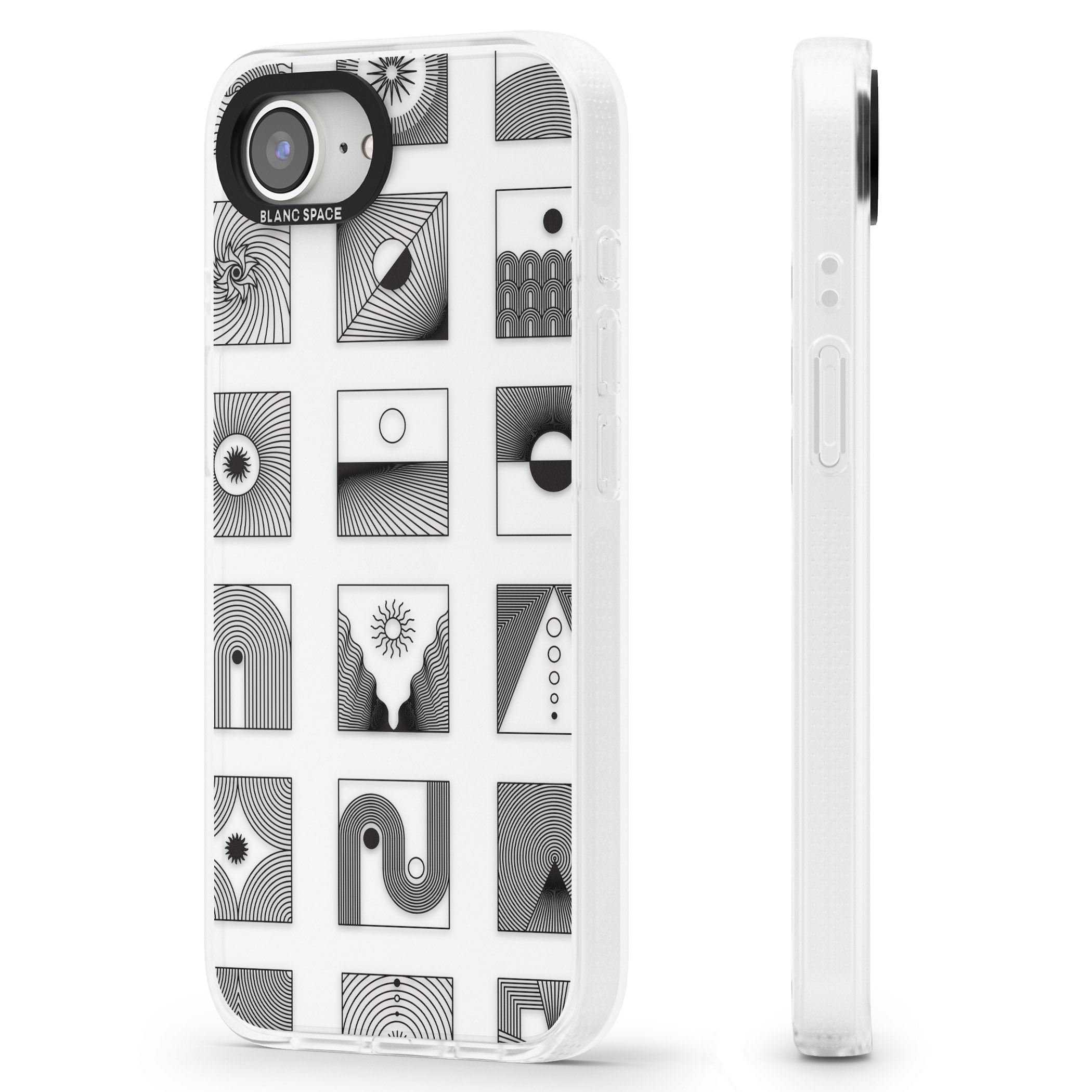 Abstract Lines: Mixed Pattern #2 iPhone 16e Clear Case Impact Air - Blanc Space