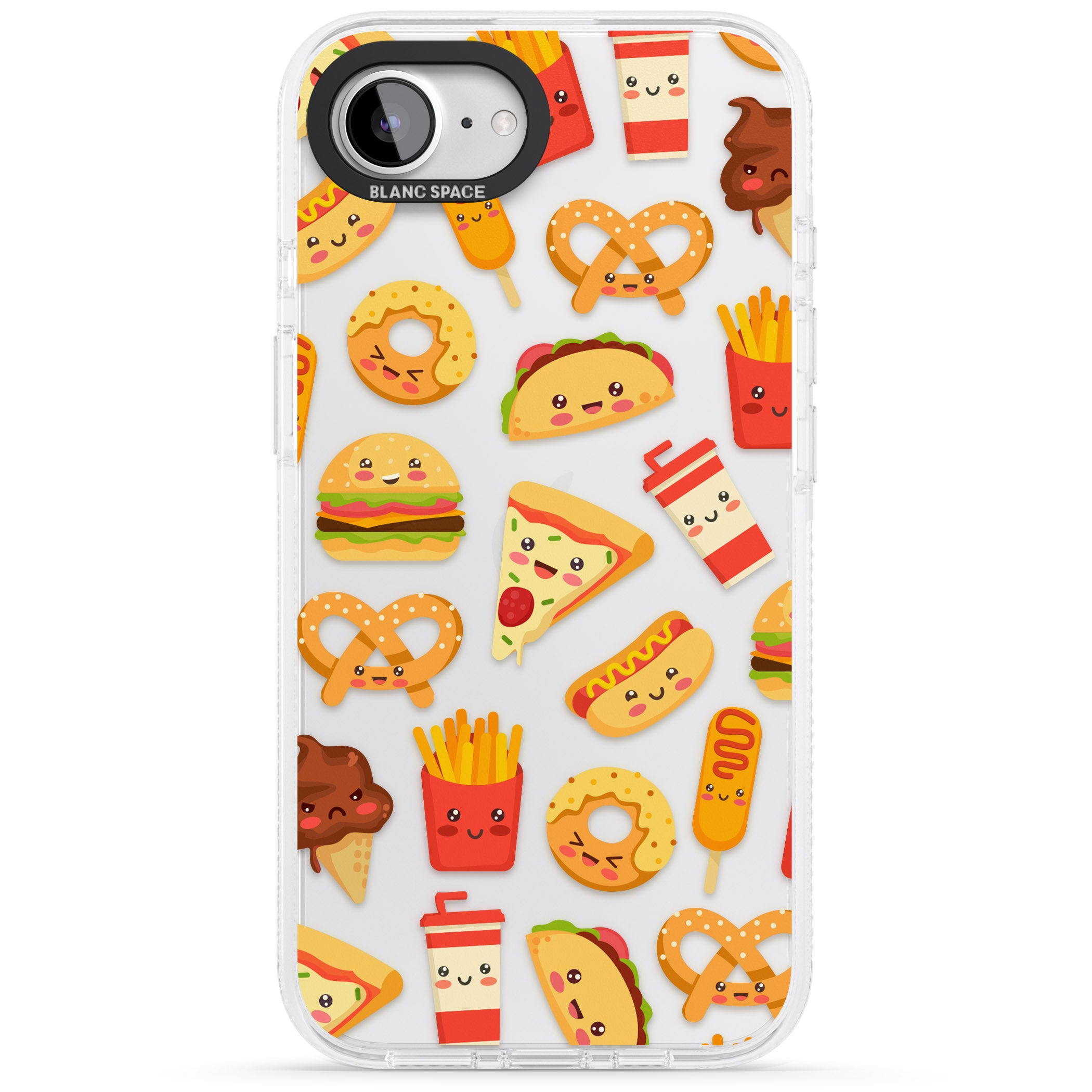 Fast Food Patterns Kawaii Fast Food Mix iPhone 16e Clear Case Impact Air - Blanc Space