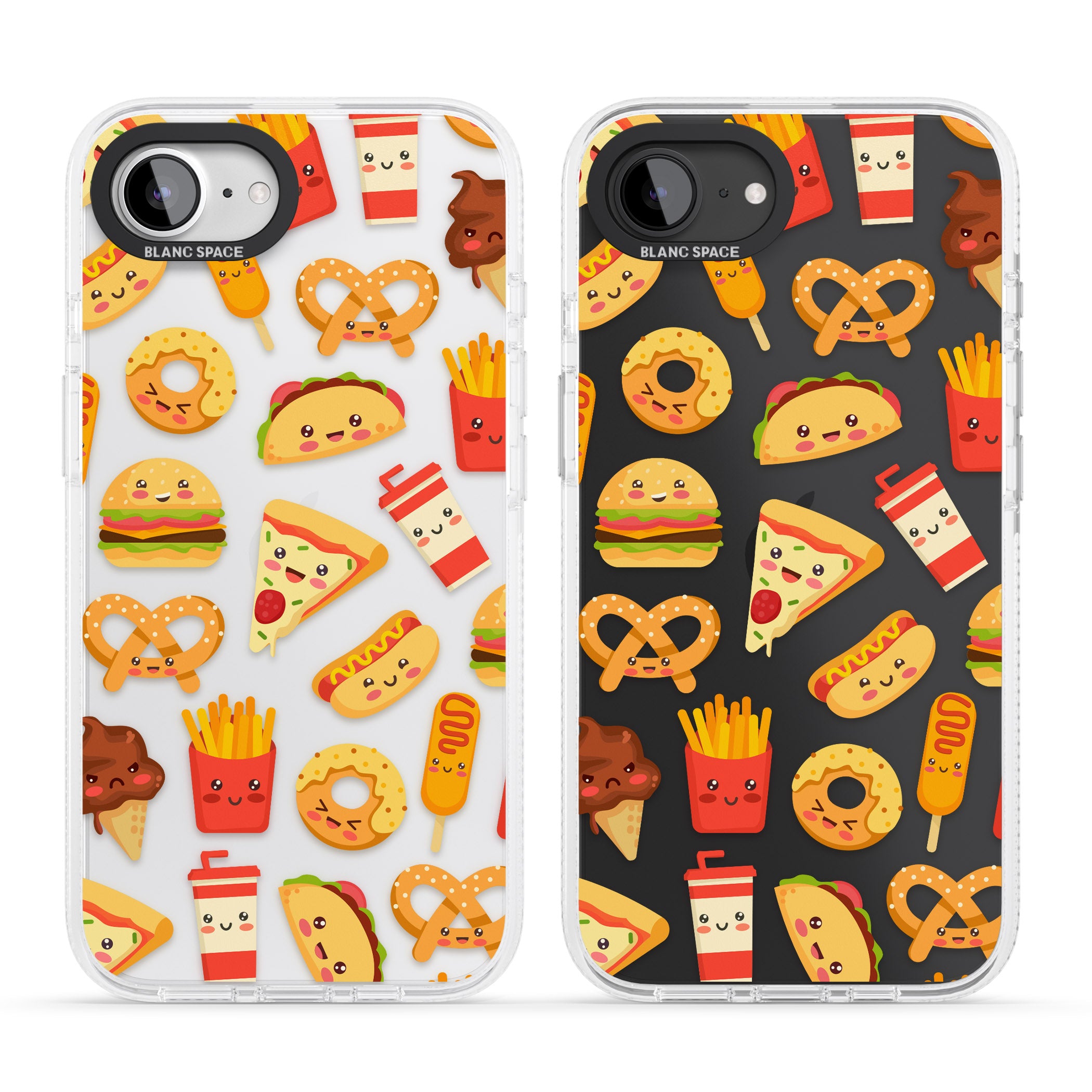 Fast Food Patterns Kawaii Fast Food Mix iPhone 16e Clear Case Impact Air - Blanc Space