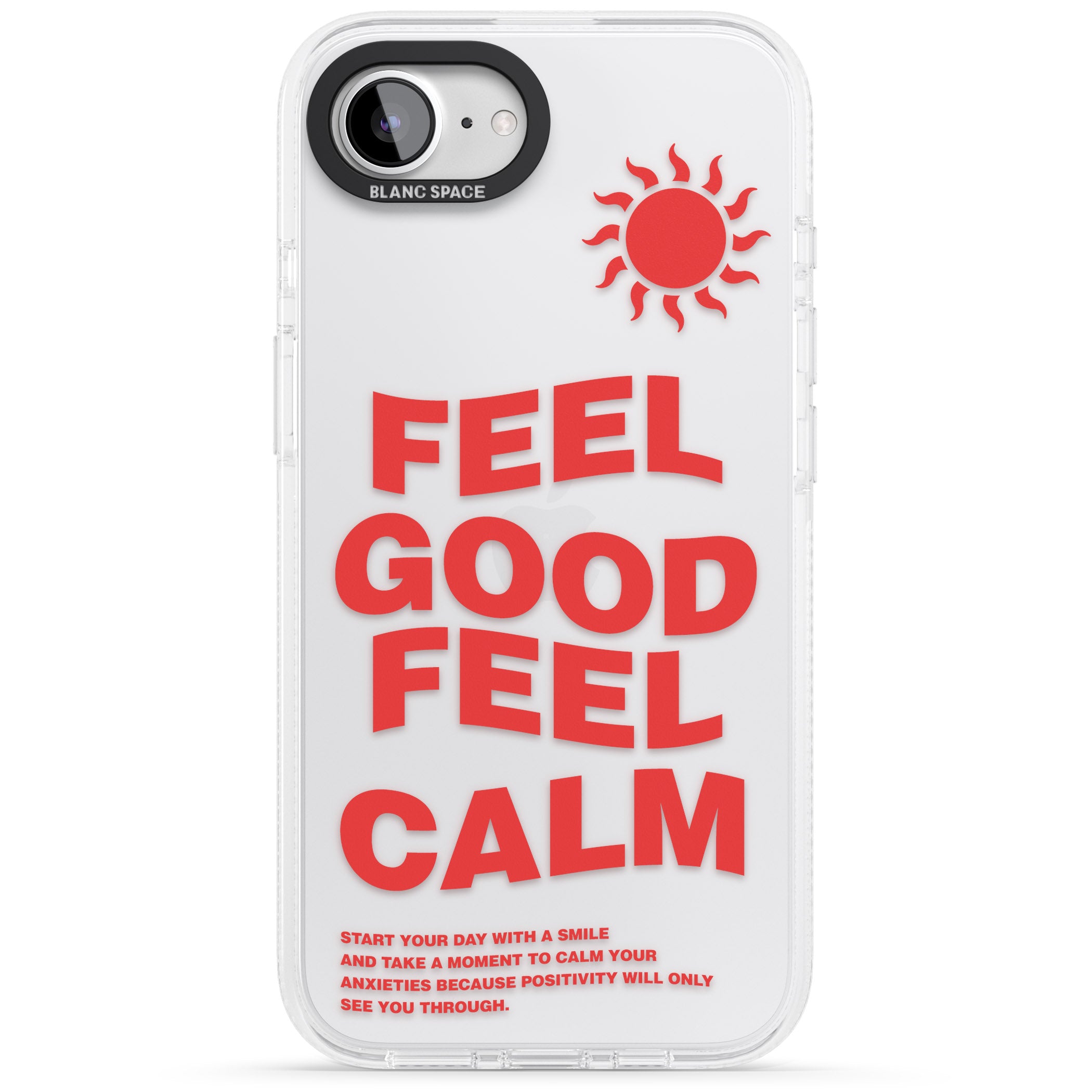 Feel Good Feel Calm (Red) iPhone 16e Clear Case Impact Air - Blanc Space