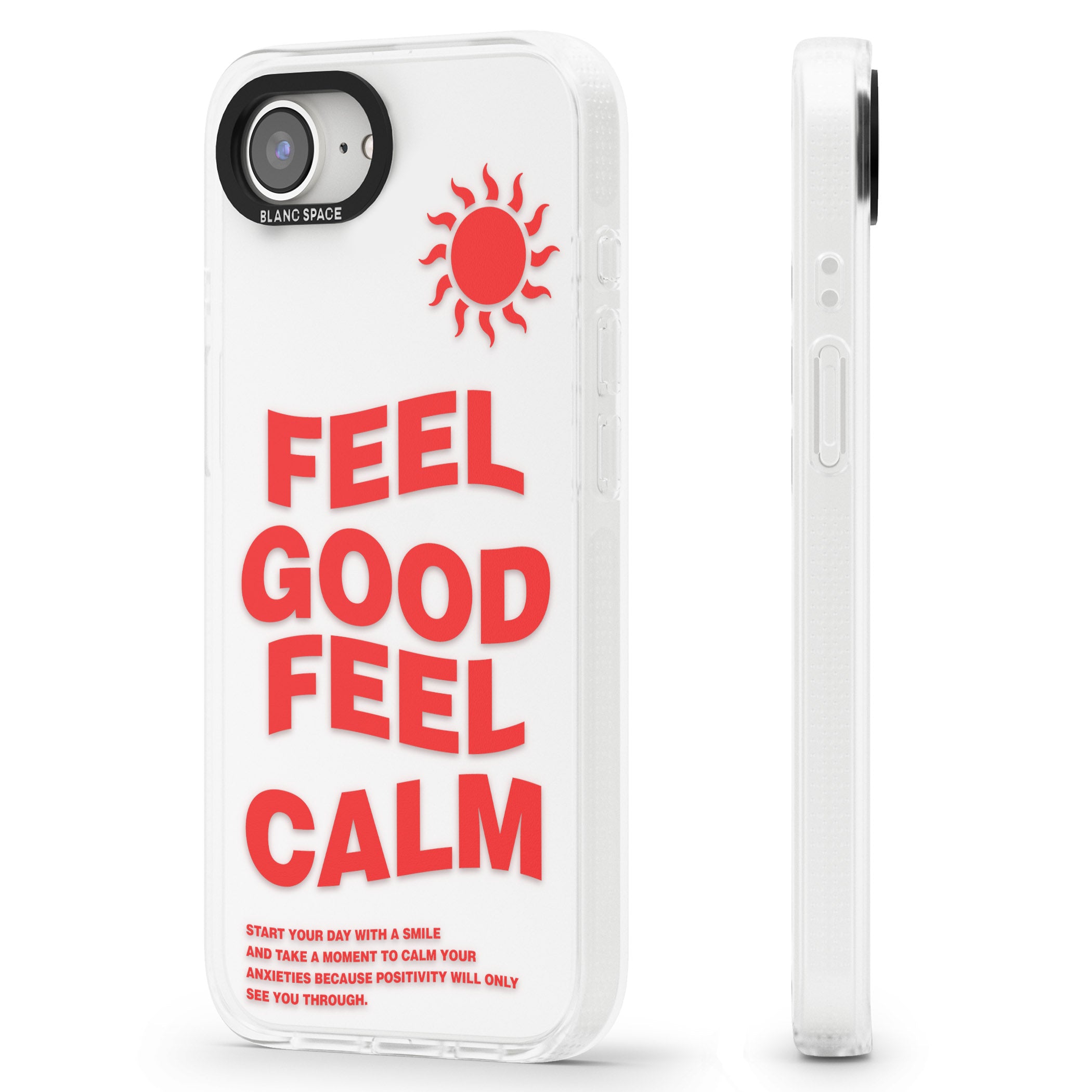 Feel Good Feel Calm (Red) iPhone 16e Clear Case Impact Air - Blanc Space
