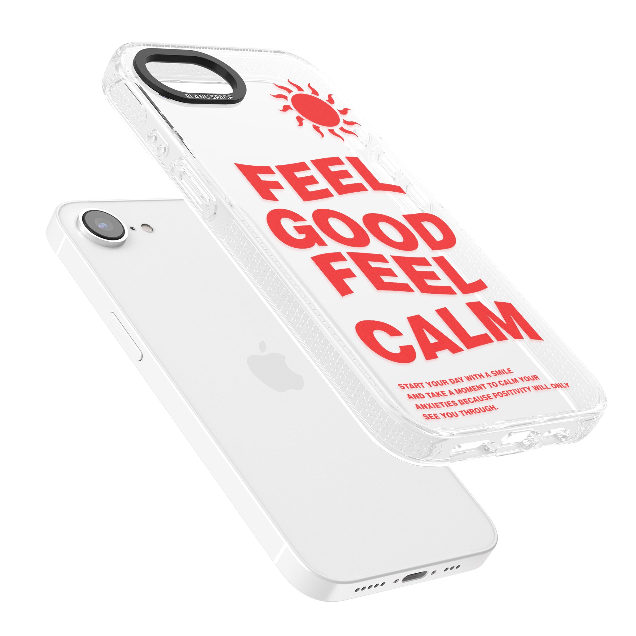 Feel Good Feel Calm (Red) iPhone 16e Clear Case Impact Air - Blanc Space