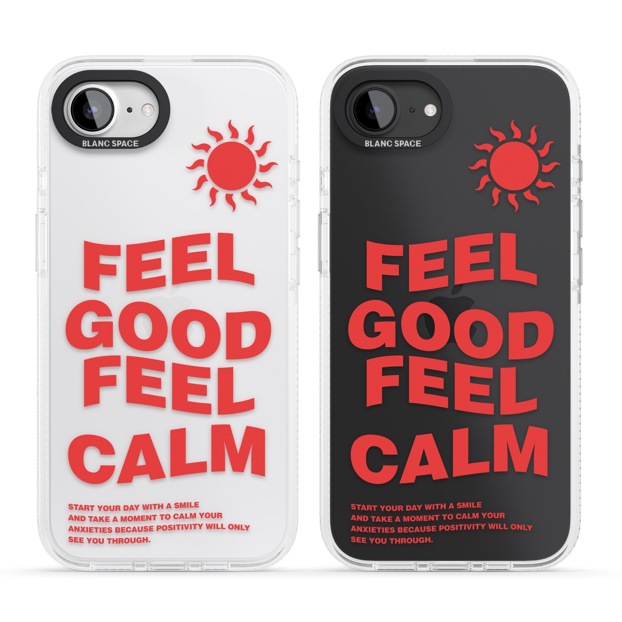 Feel Good Feel Calm (Red) iPhone 16e Clear Case Impact Air - Blanc Space