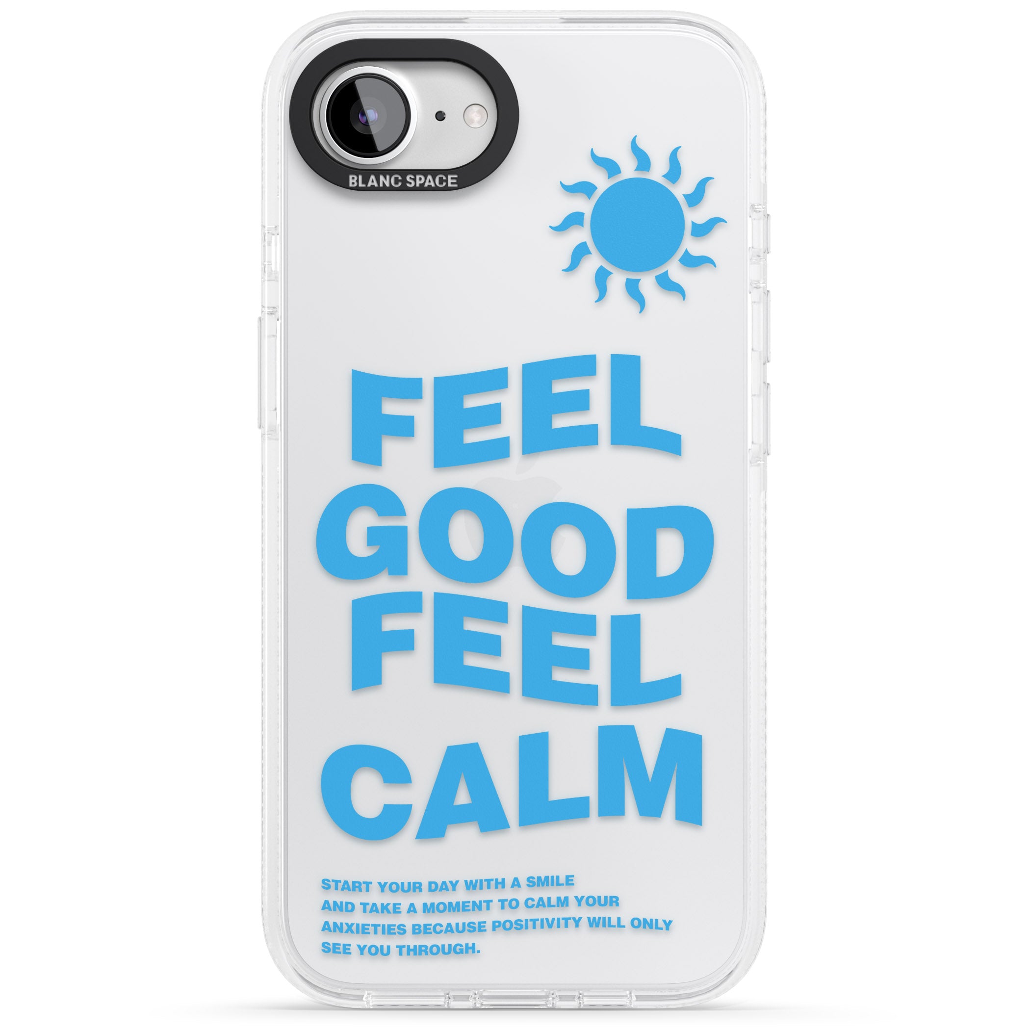 Feel Good Feel Calm (Blue) iPhone 16e Clear Case Impact Air - Blanc Space