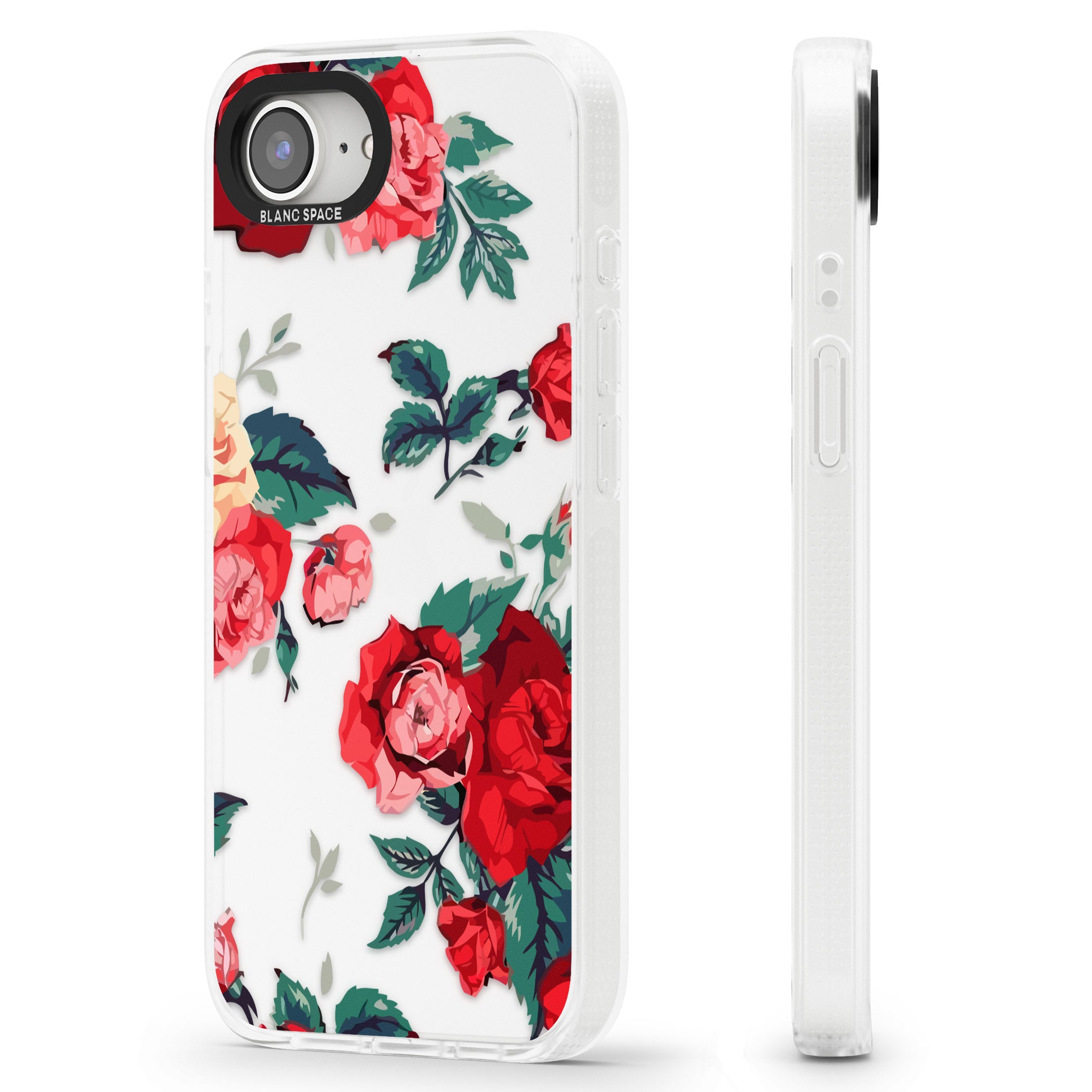 Rose Pattern iPhone 16e Clear Case Impact Air - Blanc Space