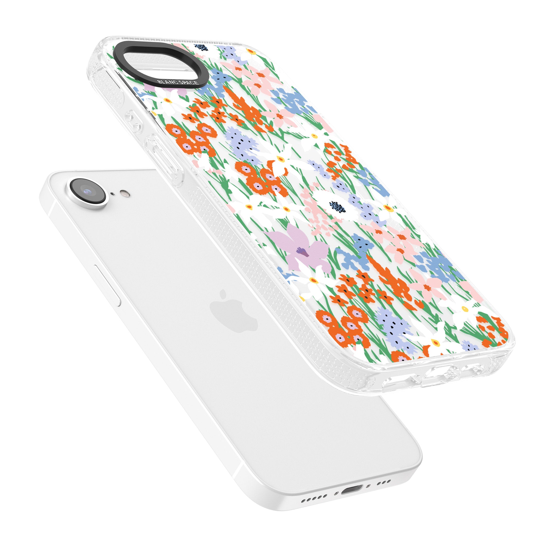 Springtime Meadow: Transparent iPhone 16e Clear Case Impact Air - Blanc Space