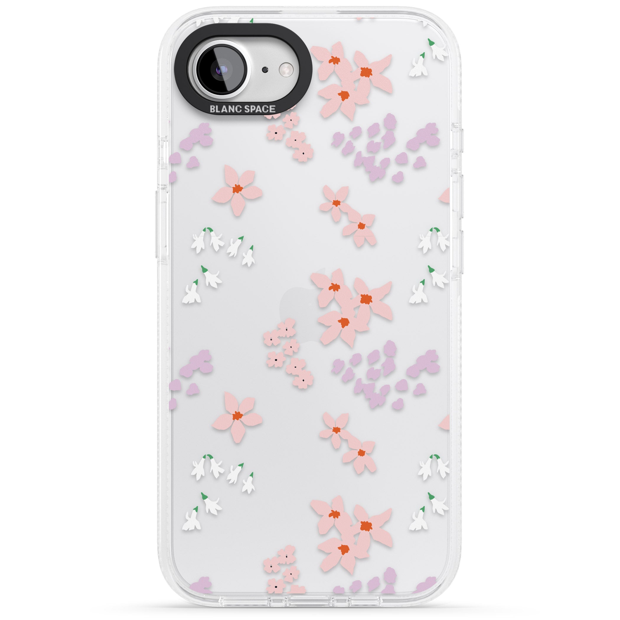 Pink & Purple Flower Mix: Clear iPhone 16e Clear Case Impact Air - Blanc Space
