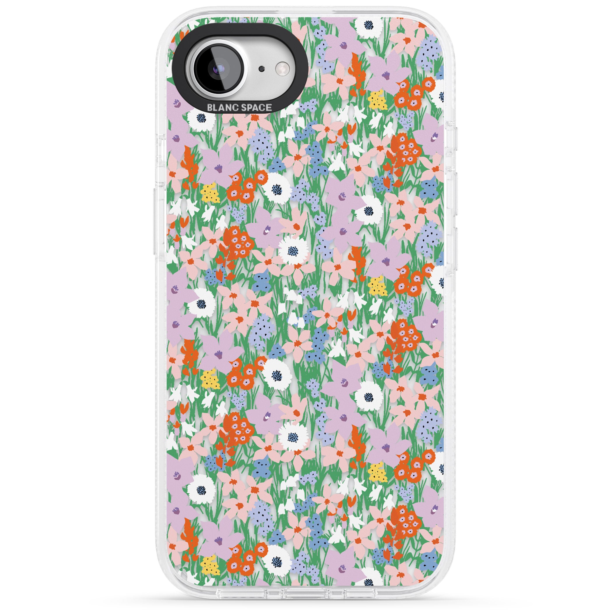 Jazzy Floral Mix: Transparent iPhone 16e Clear Case Impact Air - Blanc Space