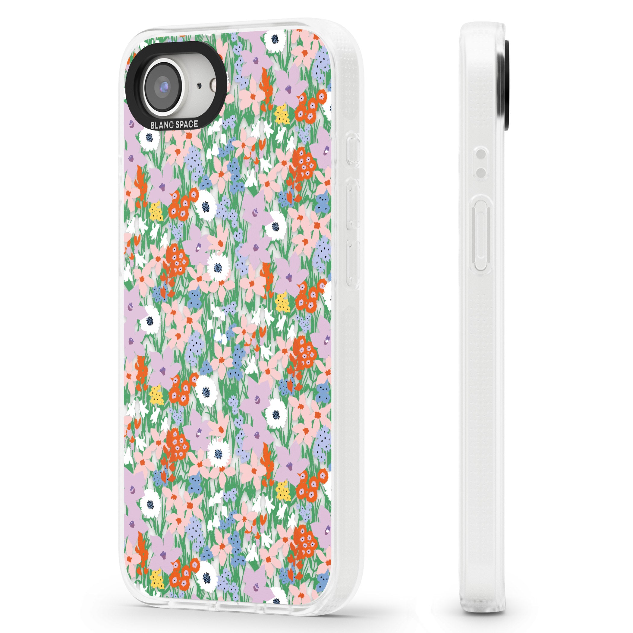 Jazzy Floral Mix: Transparent iPhone 16e Clear Case Impact Air - Blanc Space