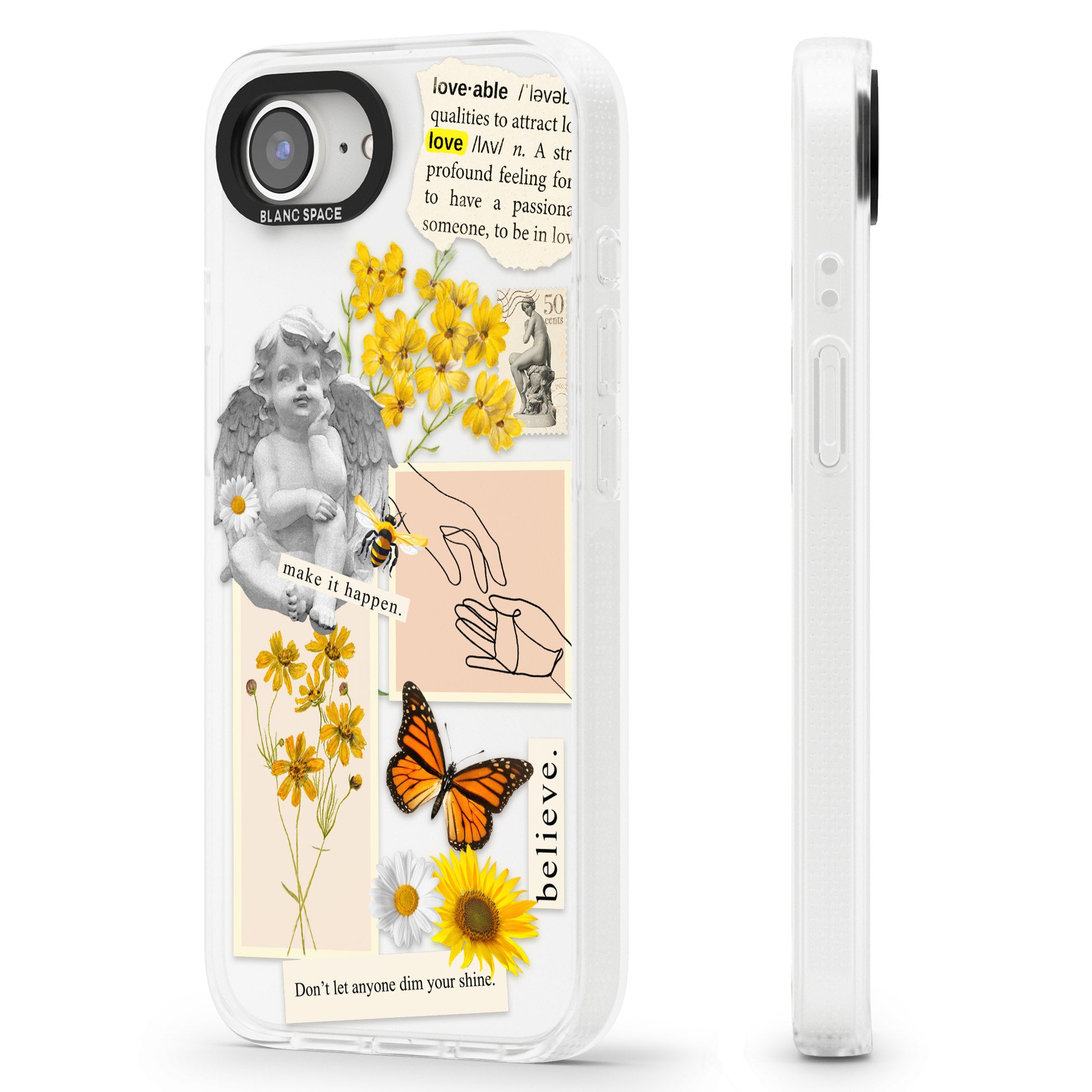 Vintage Wildflower Collage iPhone 16e Clear Case Impact Air - Blanc Space