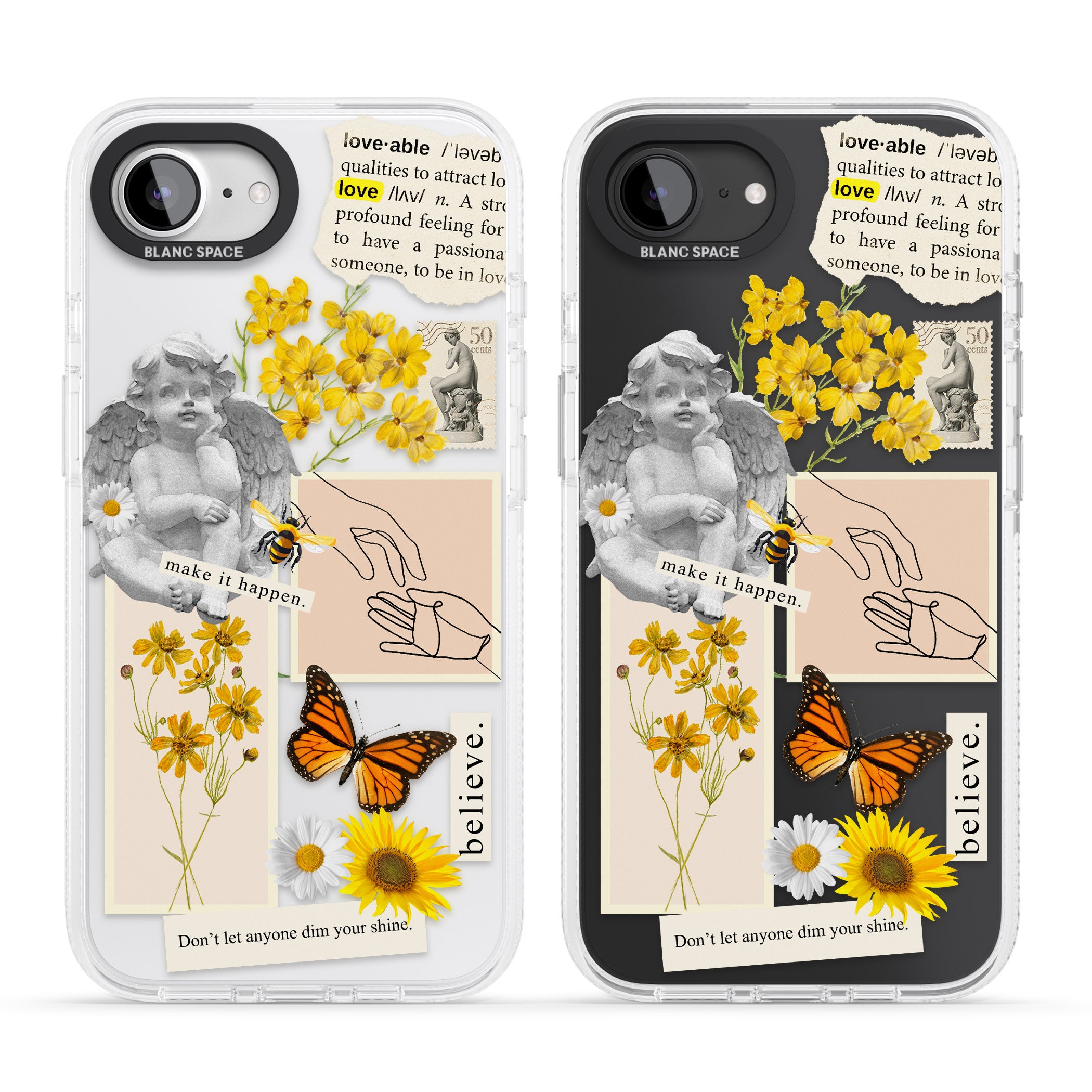 Vintage Wildflower Collage iPhone 16e Clear Case Impact Air - Blanc Space