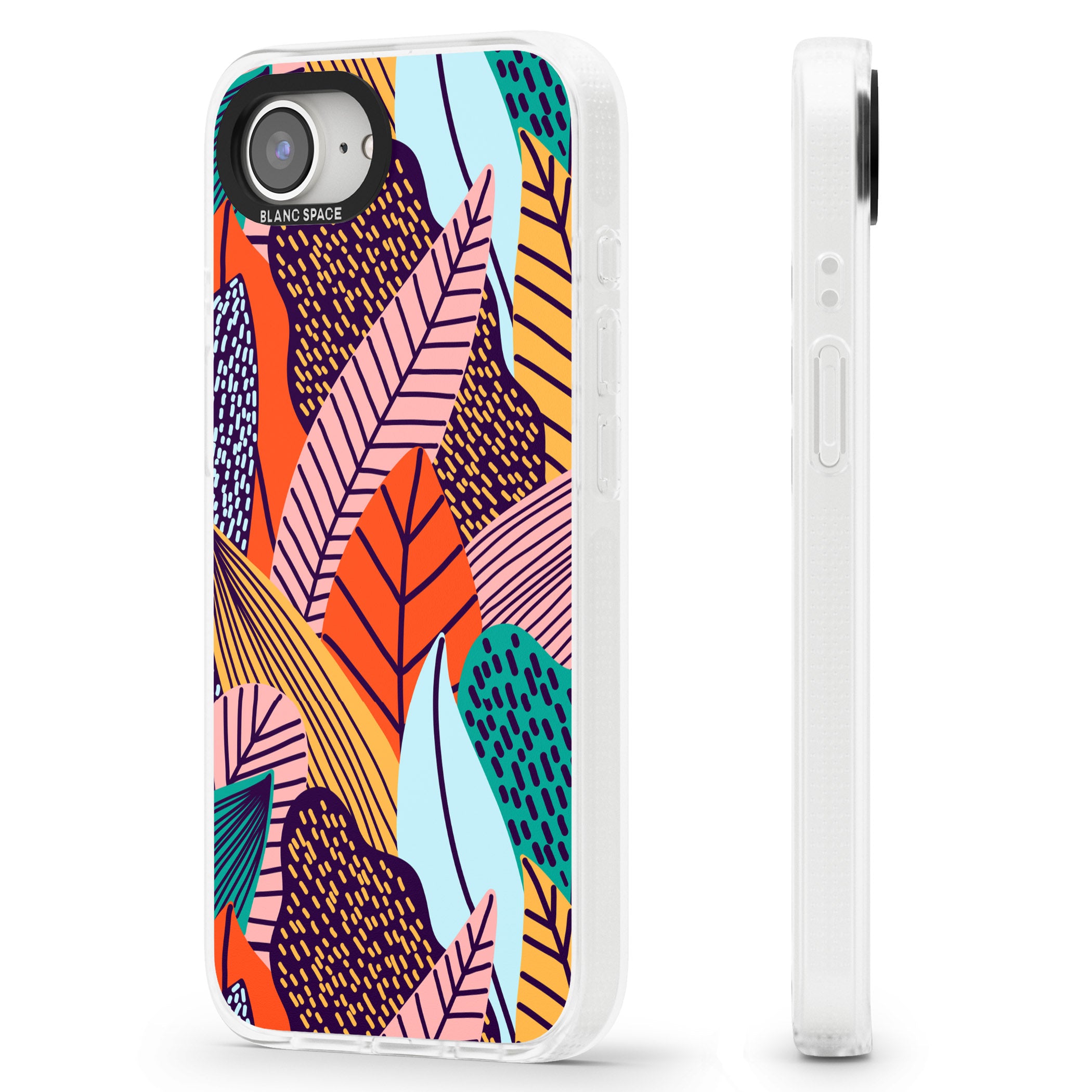 Abstract Leaves iPhone 16e Clear Case Impact Air - Blanc Space