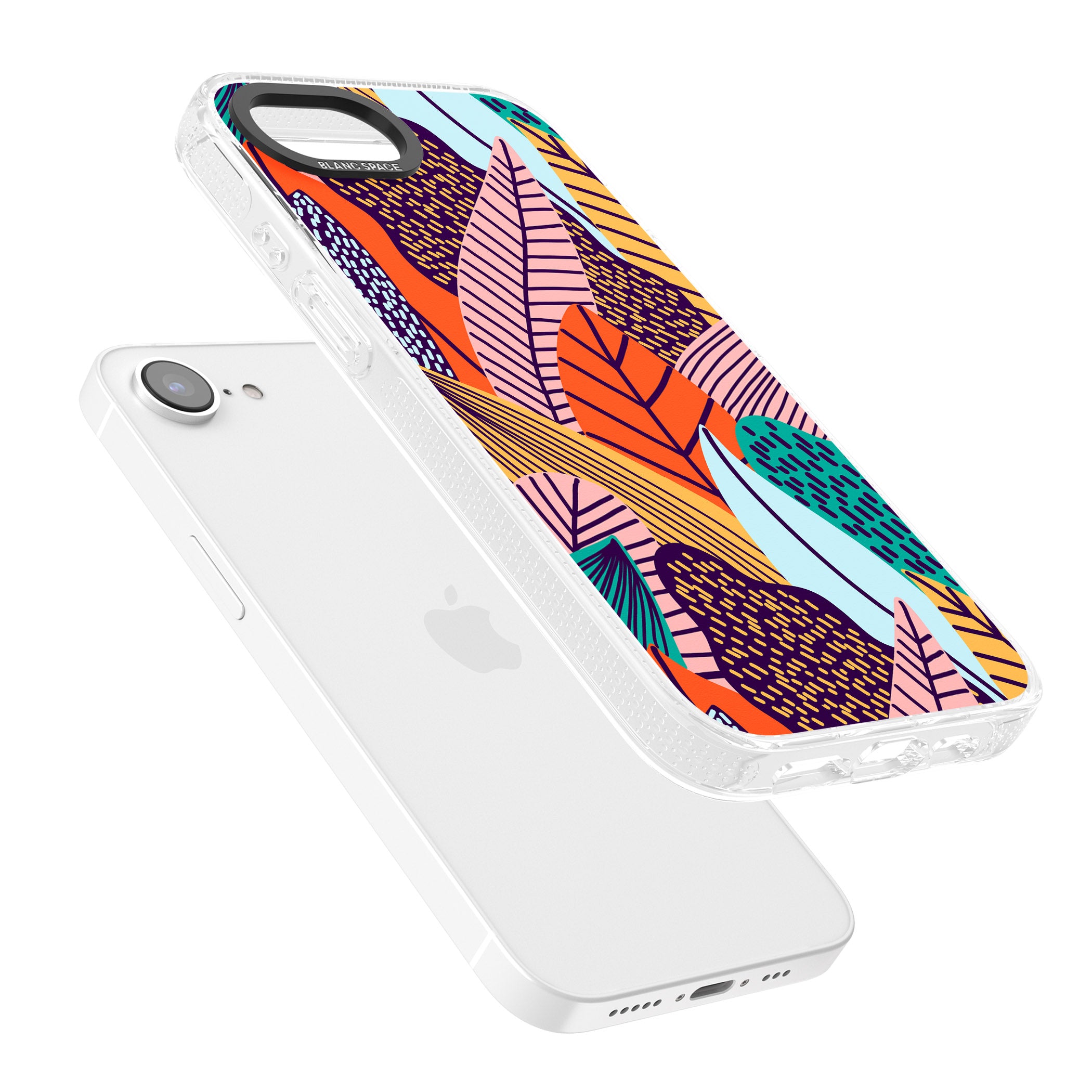 Abstract Leaves iPhone 16e Clear Case Impact Air - Blanc Space