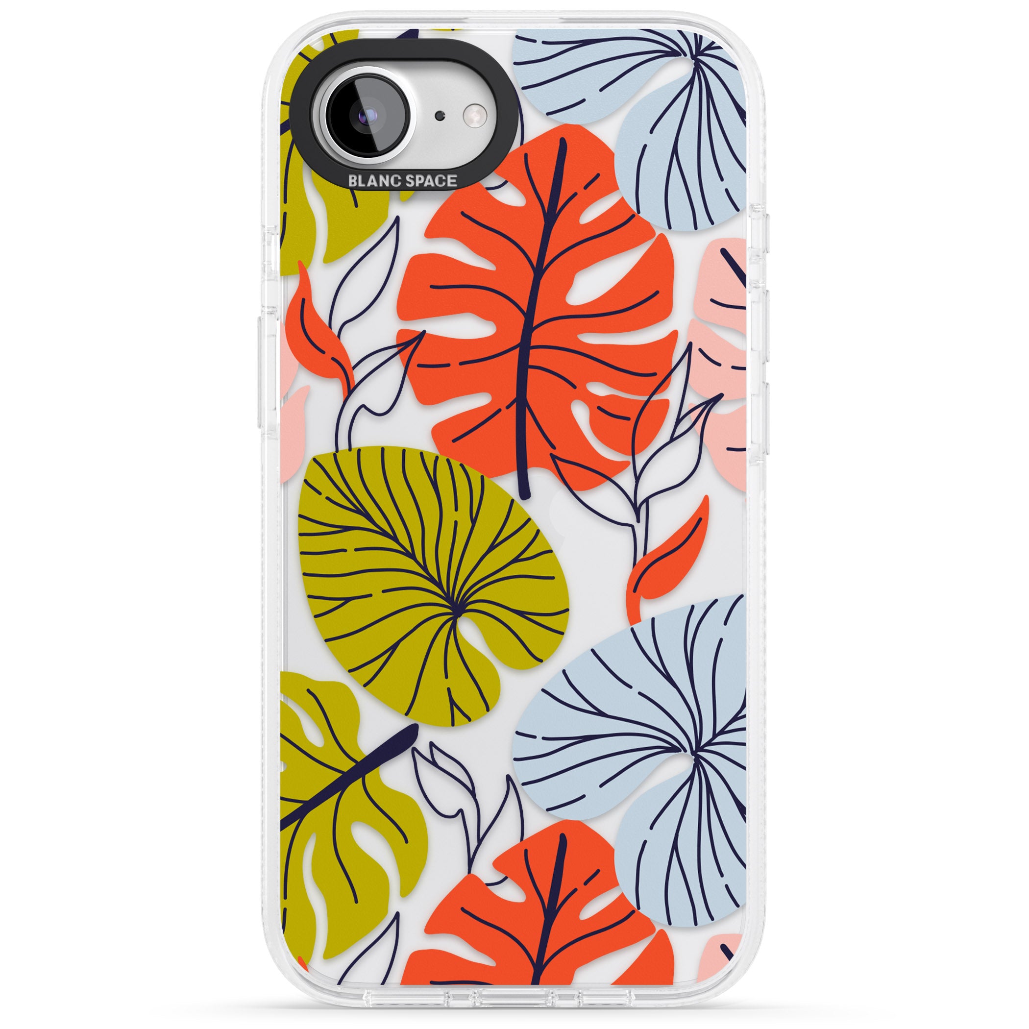 Retro Leaves iPhone 16e Clear Case Impact Air - Blanc Space
