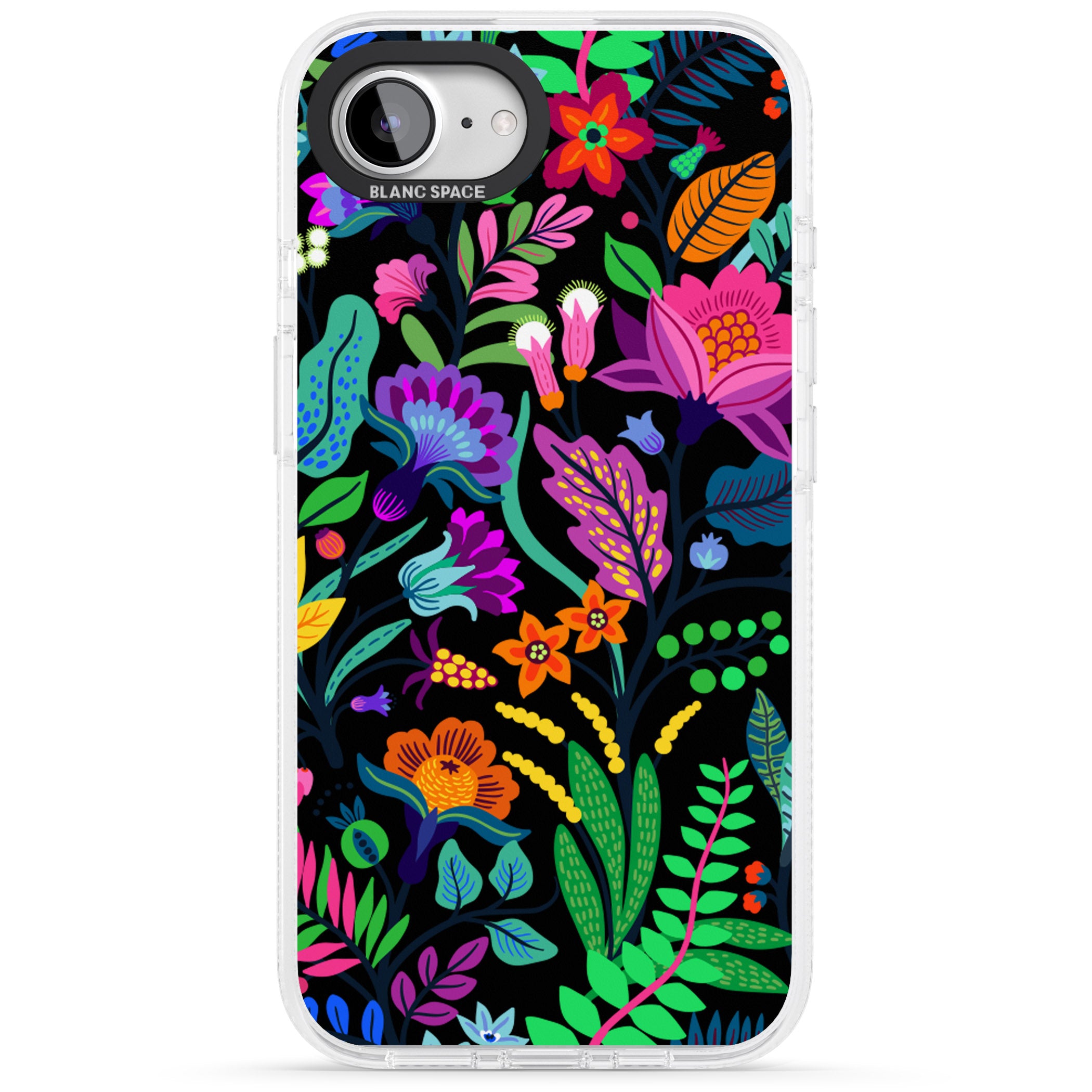 Floral Vibe (Black) iPhone 16e Clear Case Impact Air - Blanc Space