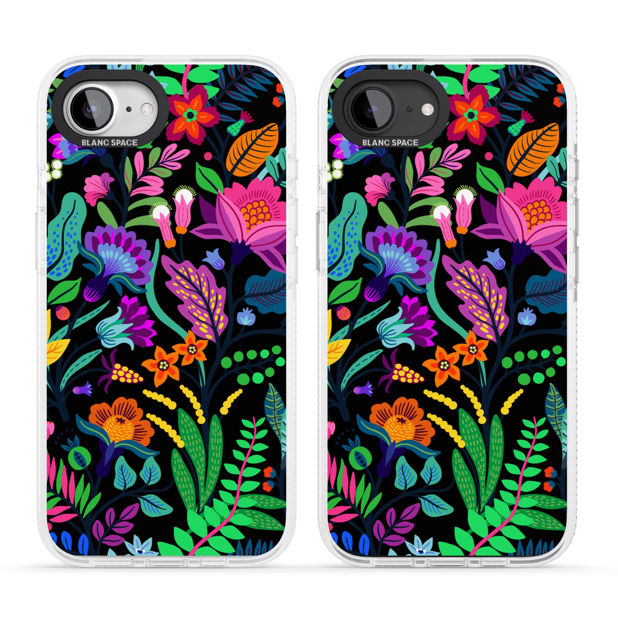 Floral Vibe (Black) iPhone 16e Clear Case Impact Air - Blanc Space