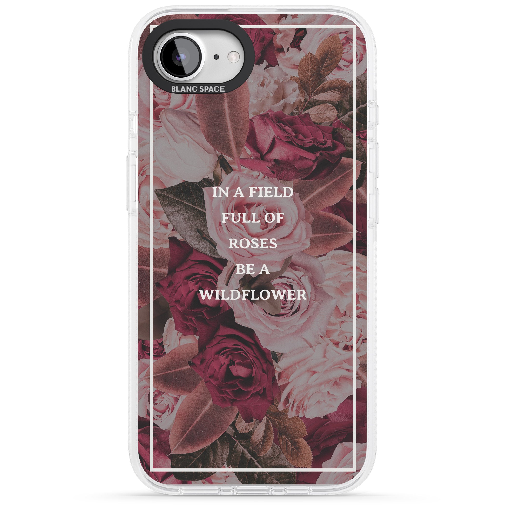 Be a Wildflower Floral Quote iPhone 16e Clear Case Impact Air - Blanc Space