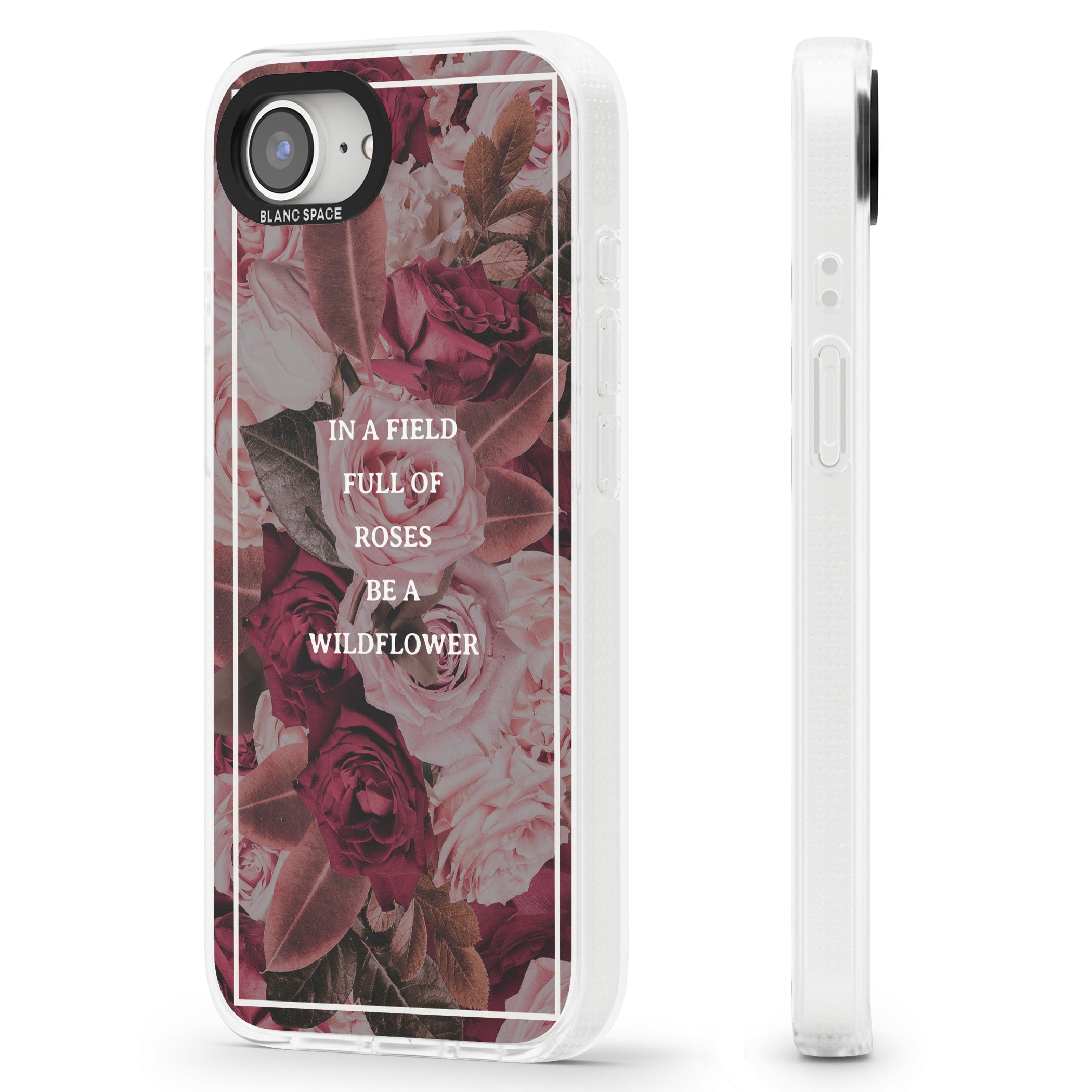 Be a Wildflower Floral Quote iPhone 16e Clear Case Impact Air - Blanc Space