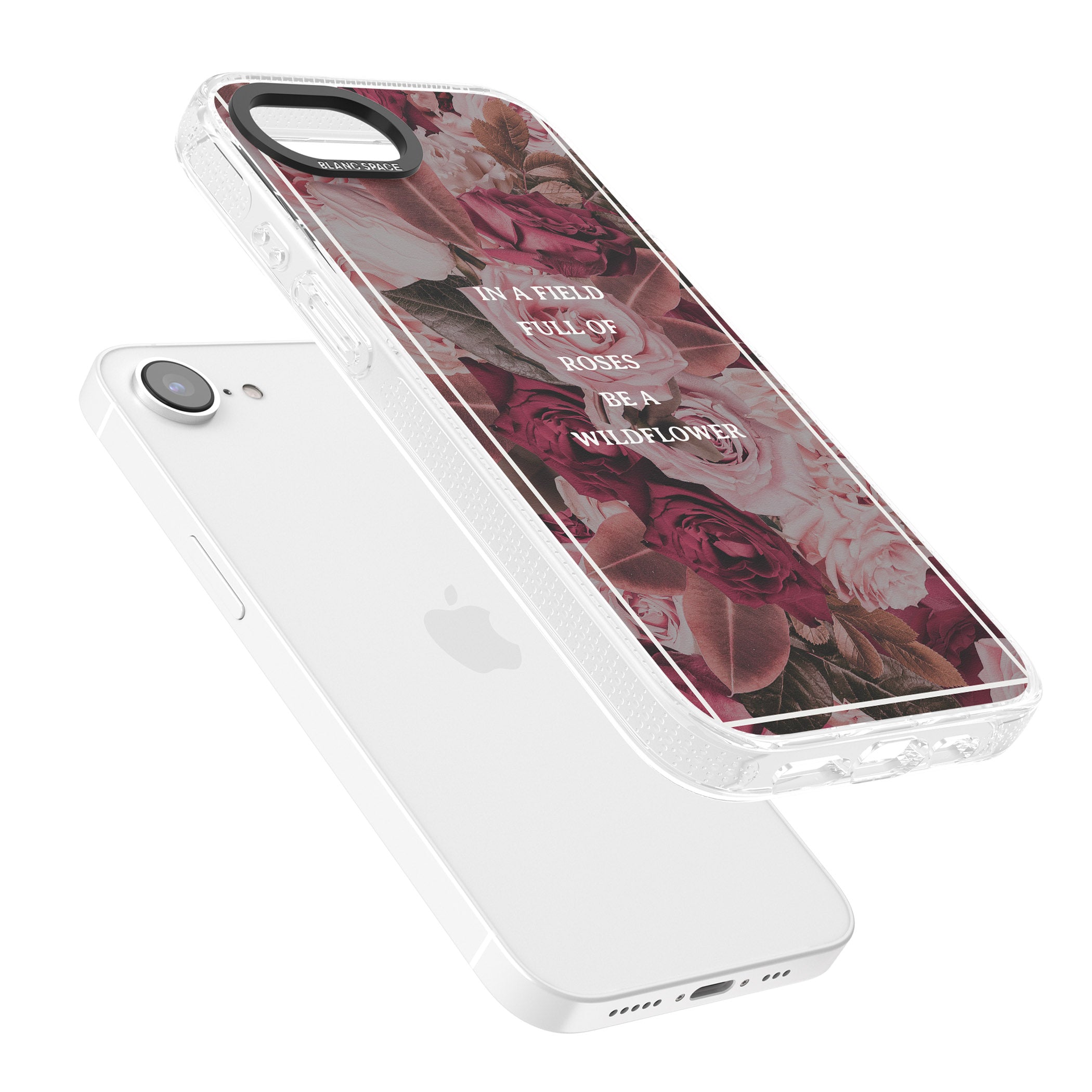 Be a Wildflower Floral Quote iPhone 16e Clear Case Impact Air - Blanc Space