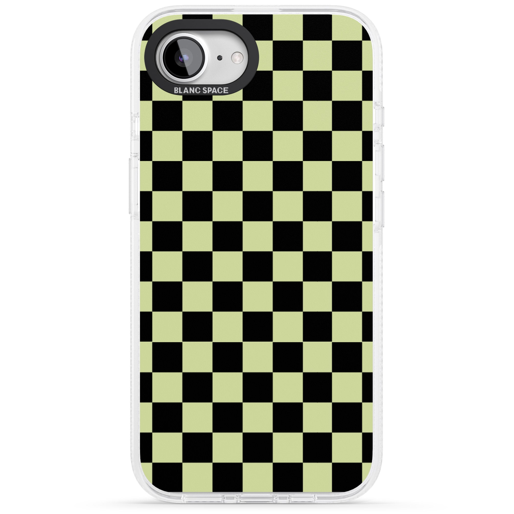 Black & Lime Check iPhone 16e Clear Case Impact Air - Blanc Space