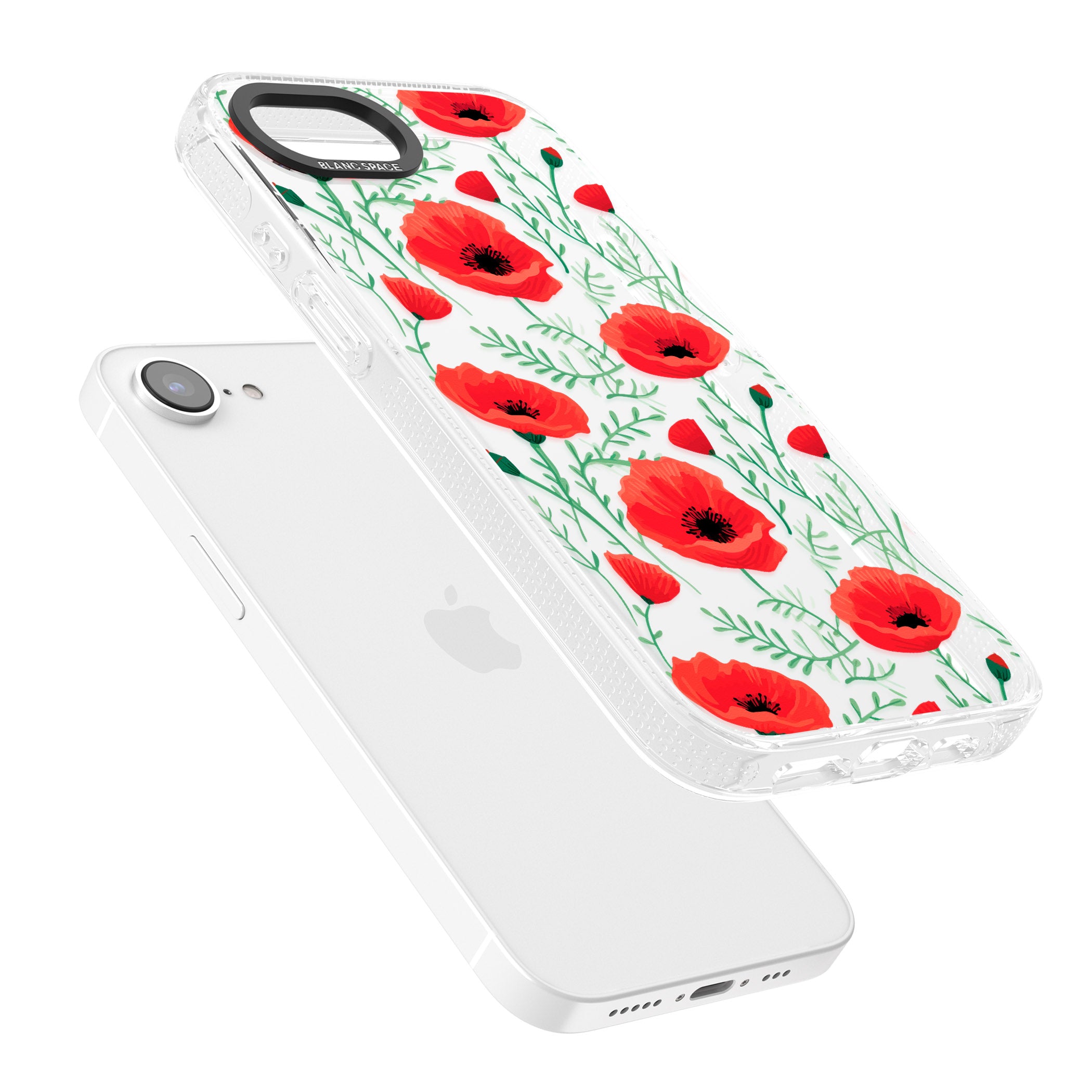 Poppy Garden iPhone 16e Clear Case Impact Air - Blanc Space