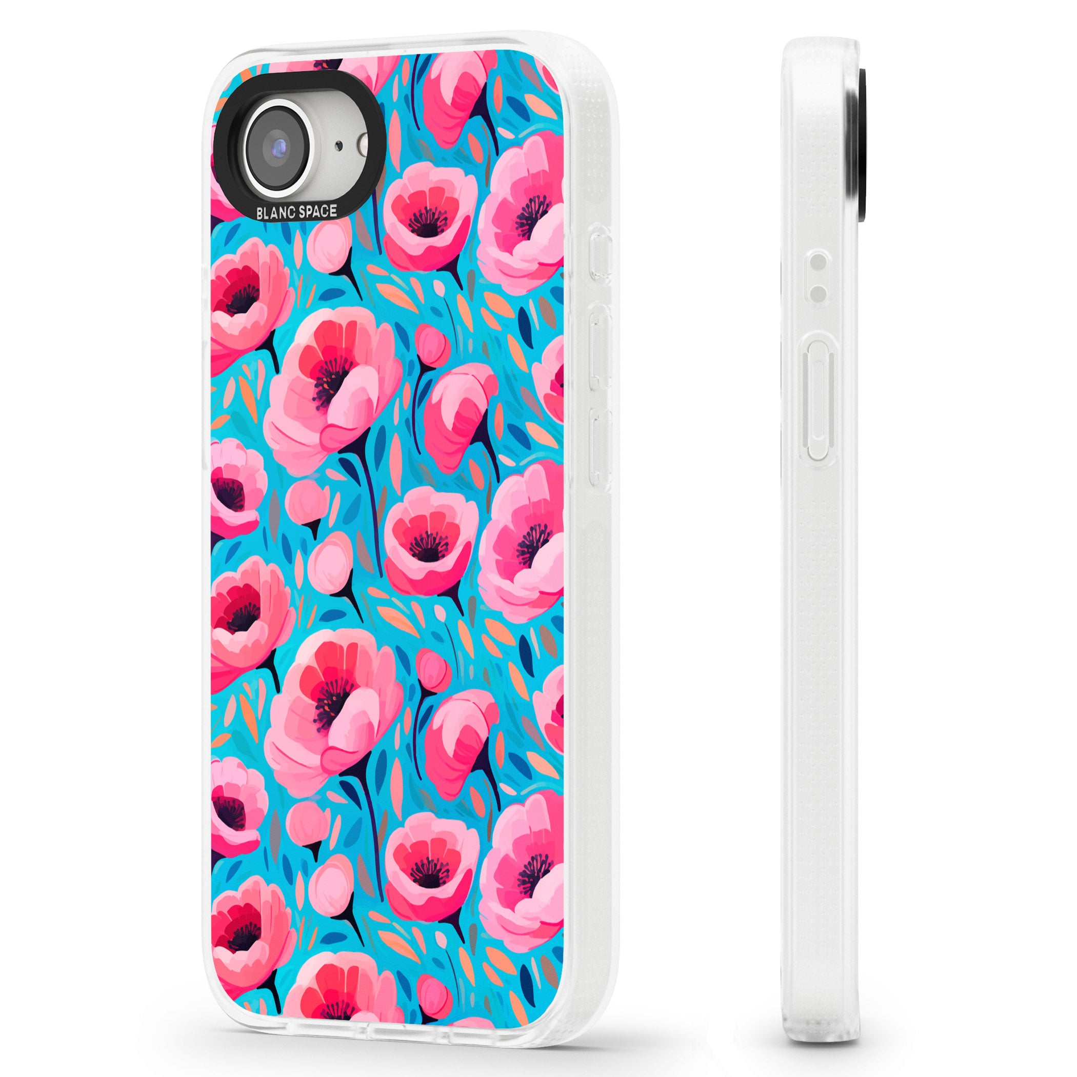 Tropical Pink Poppies iPhone 16e Clear Case Impact Air - Blanc Space