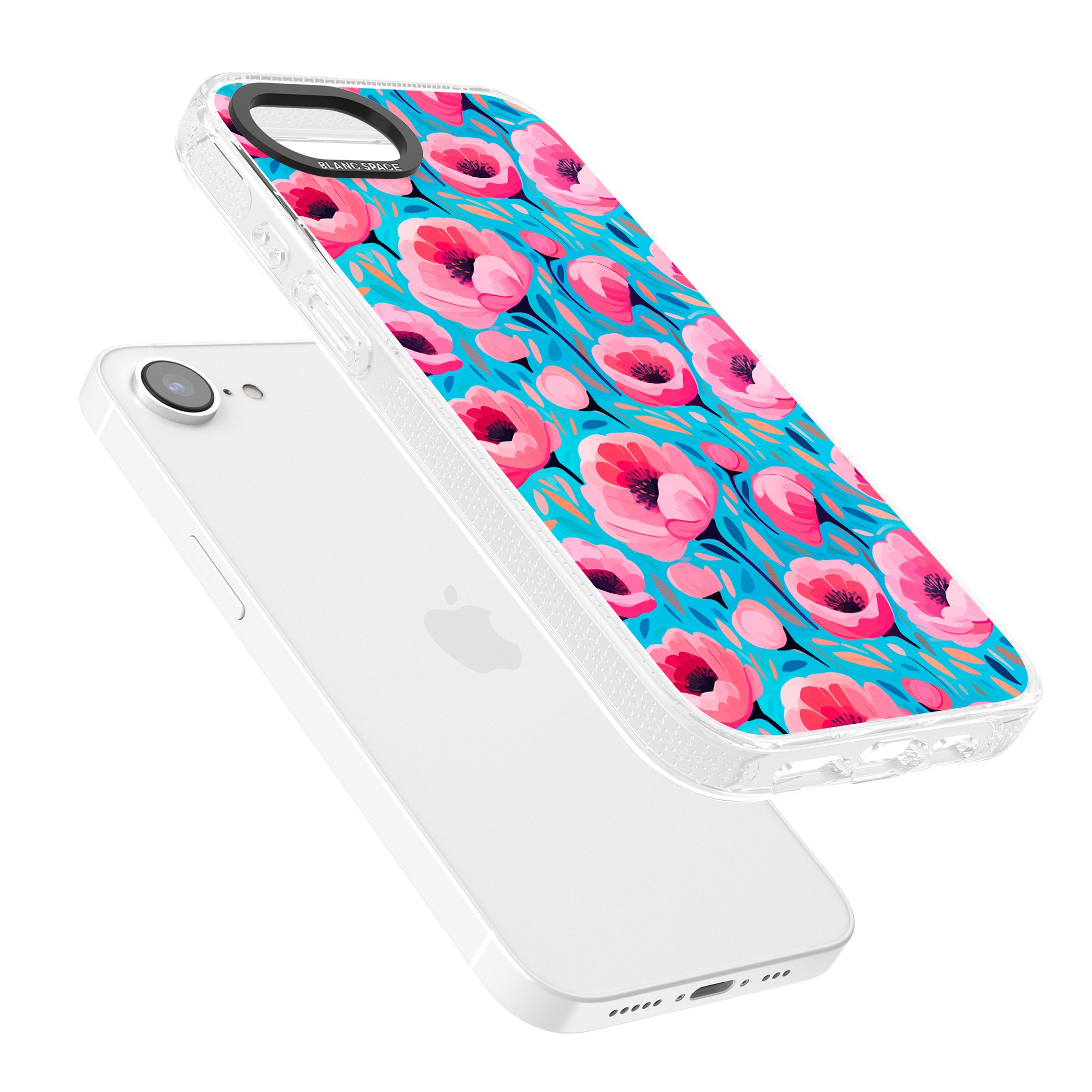Tropical Pink Poppies iPhone 16e Clear Case Impact Air - Blanc Space