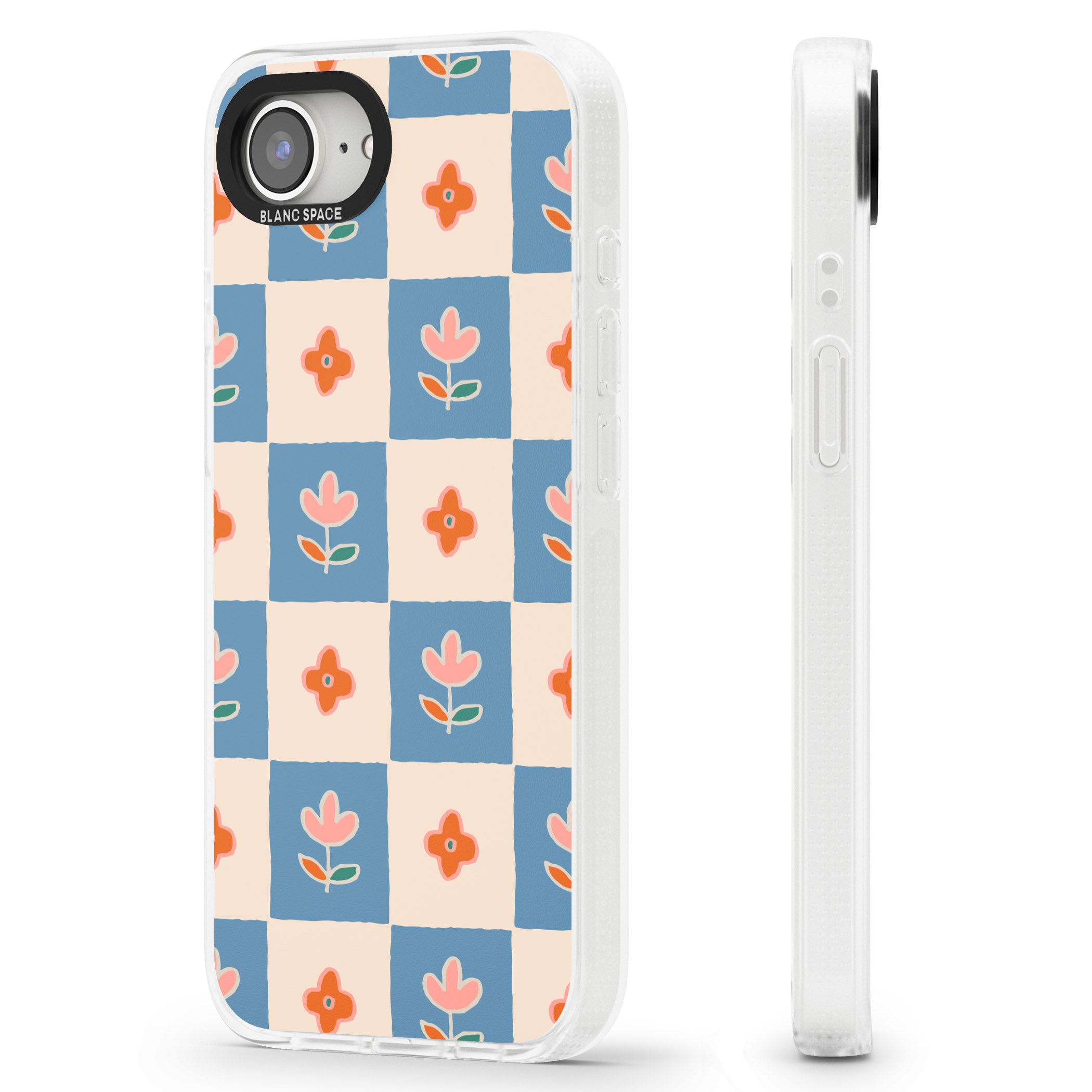 Vintage Bloom Checkered iPhone 16e Clear Case Impact Air - Blanc Space