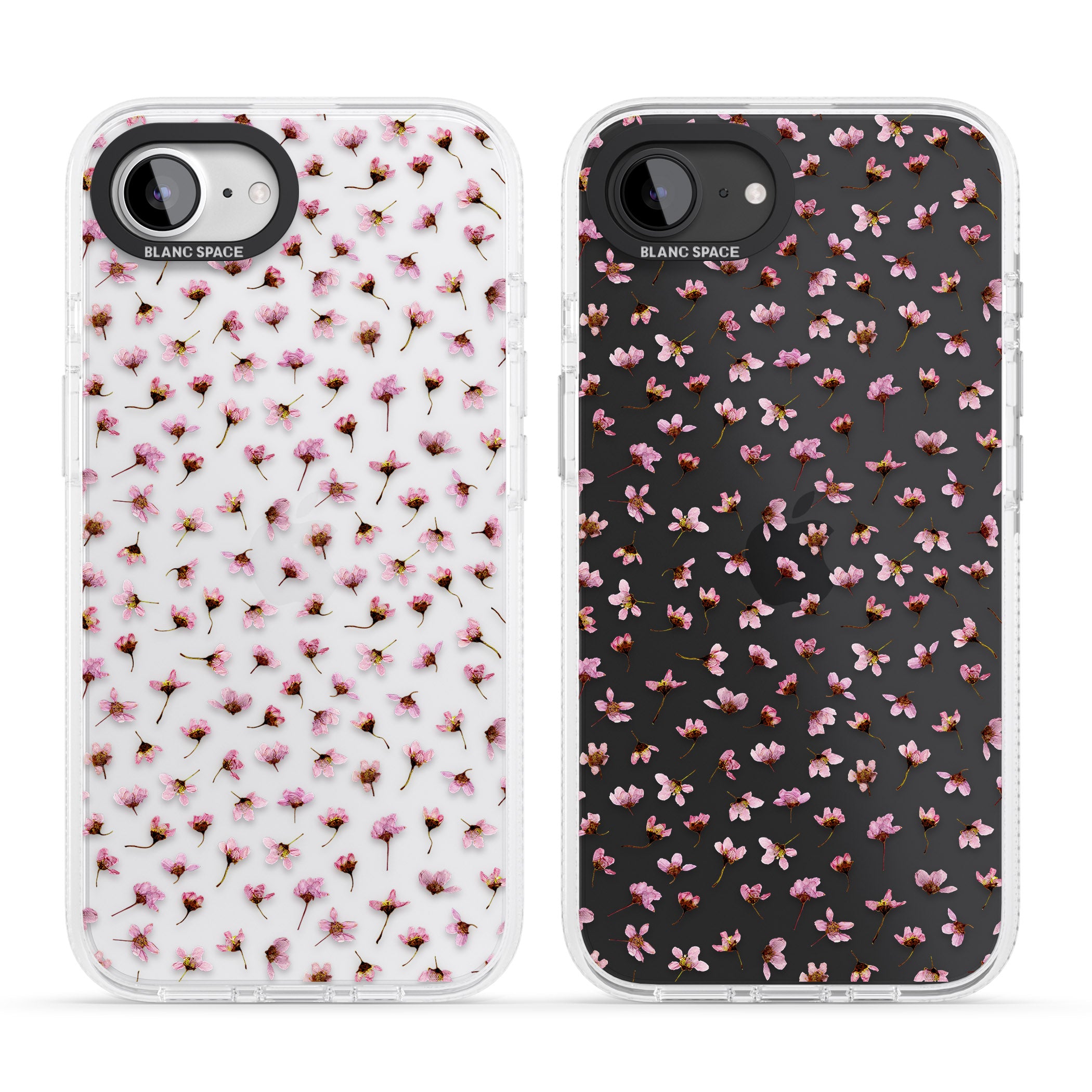 Small Pink Blossoms Transparent Design iPhone 16e Clear Case Impact Air - Blanc Space