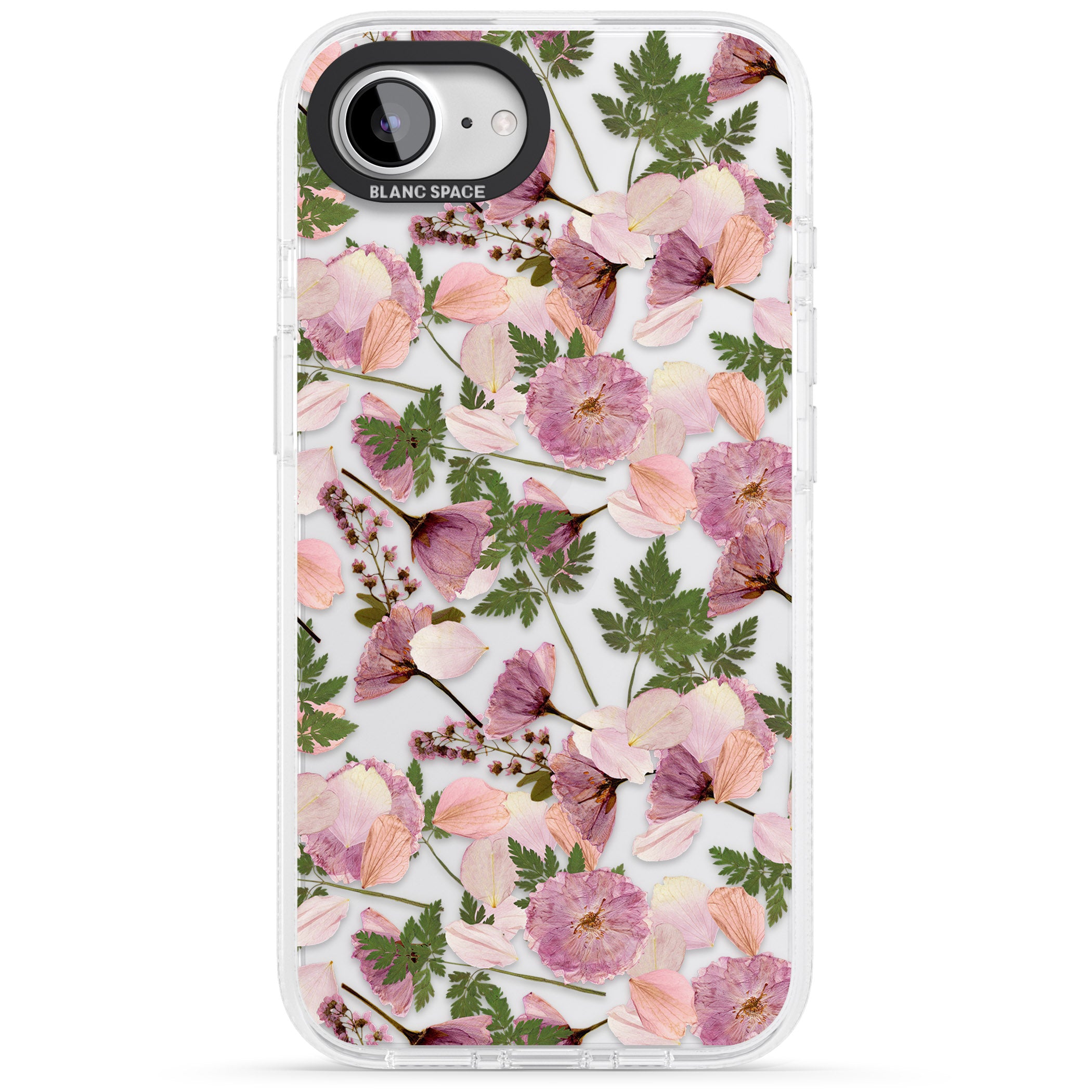 Leafy Floral Pattern Transparent Design iPhone 16e Clear Case Impact Air - Blanc Space