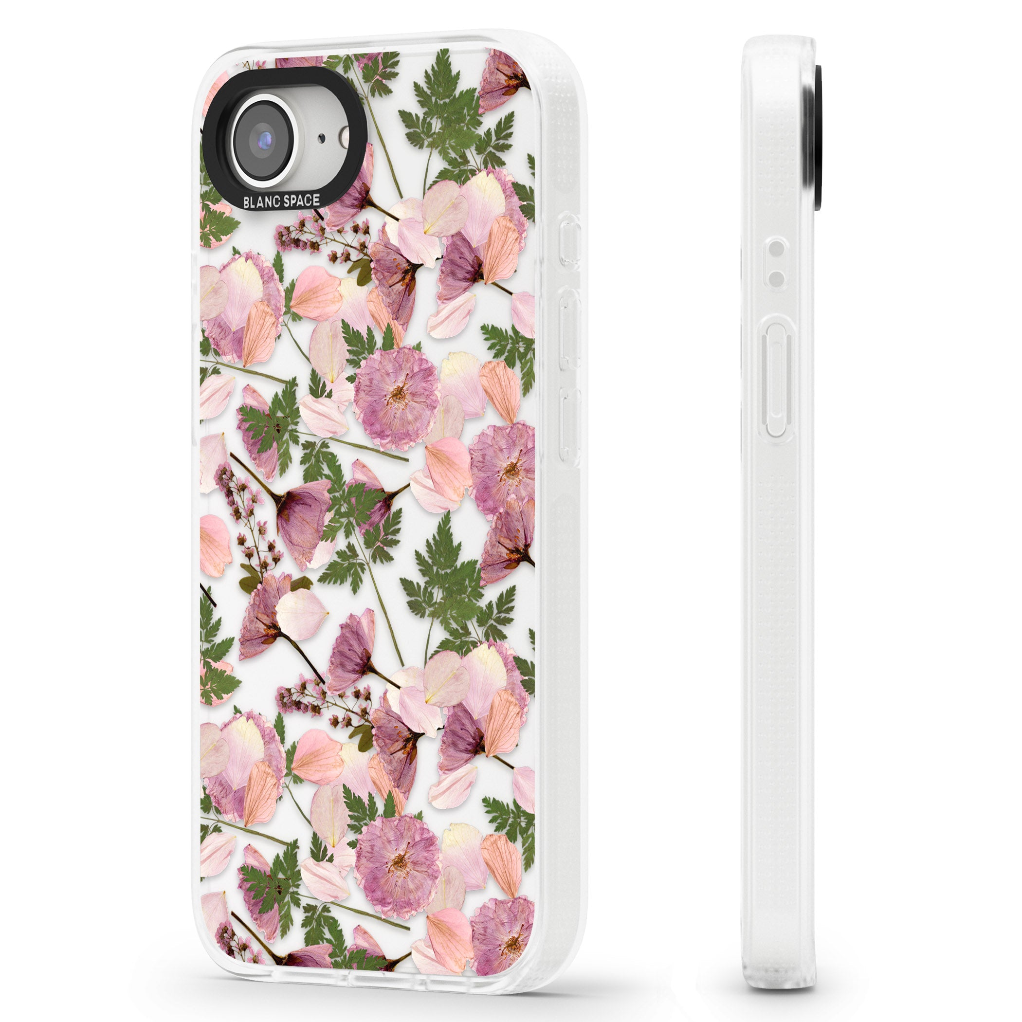 Leafy Floral Pattern Transparent Design iPhone 16e Clear Case Impact Air - Blanc Space