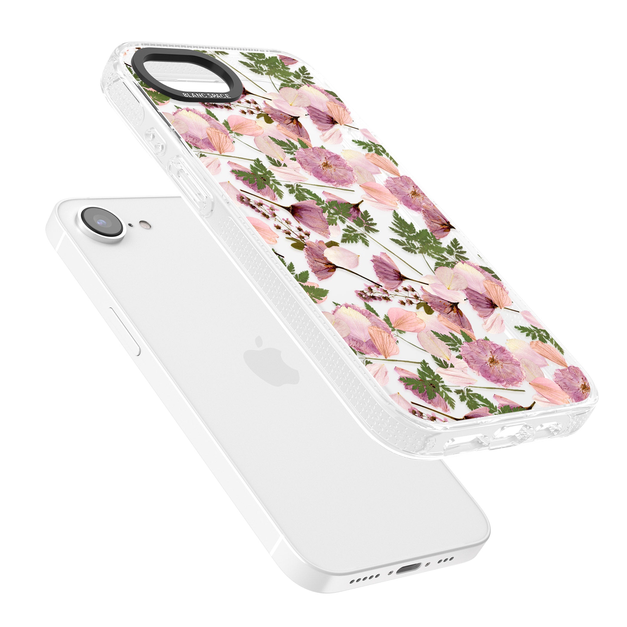 Leafy Floral Pattern Transparent Design iPhone 16e Clear Case Impact Air - Blanc Space