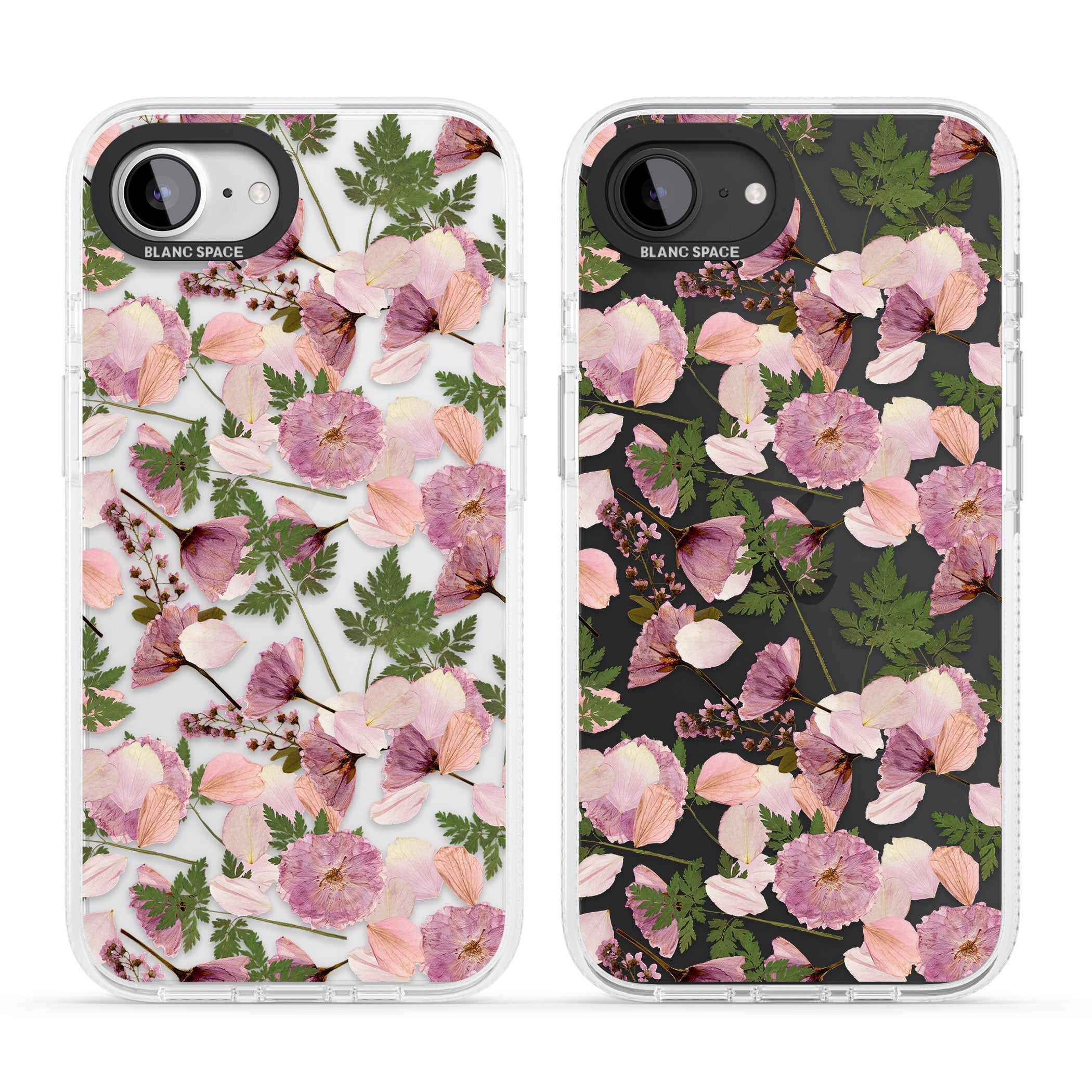 Leafy Floral Pattern Transparent Design iPhone 16e Clear Case Impact Air - Blanc Space