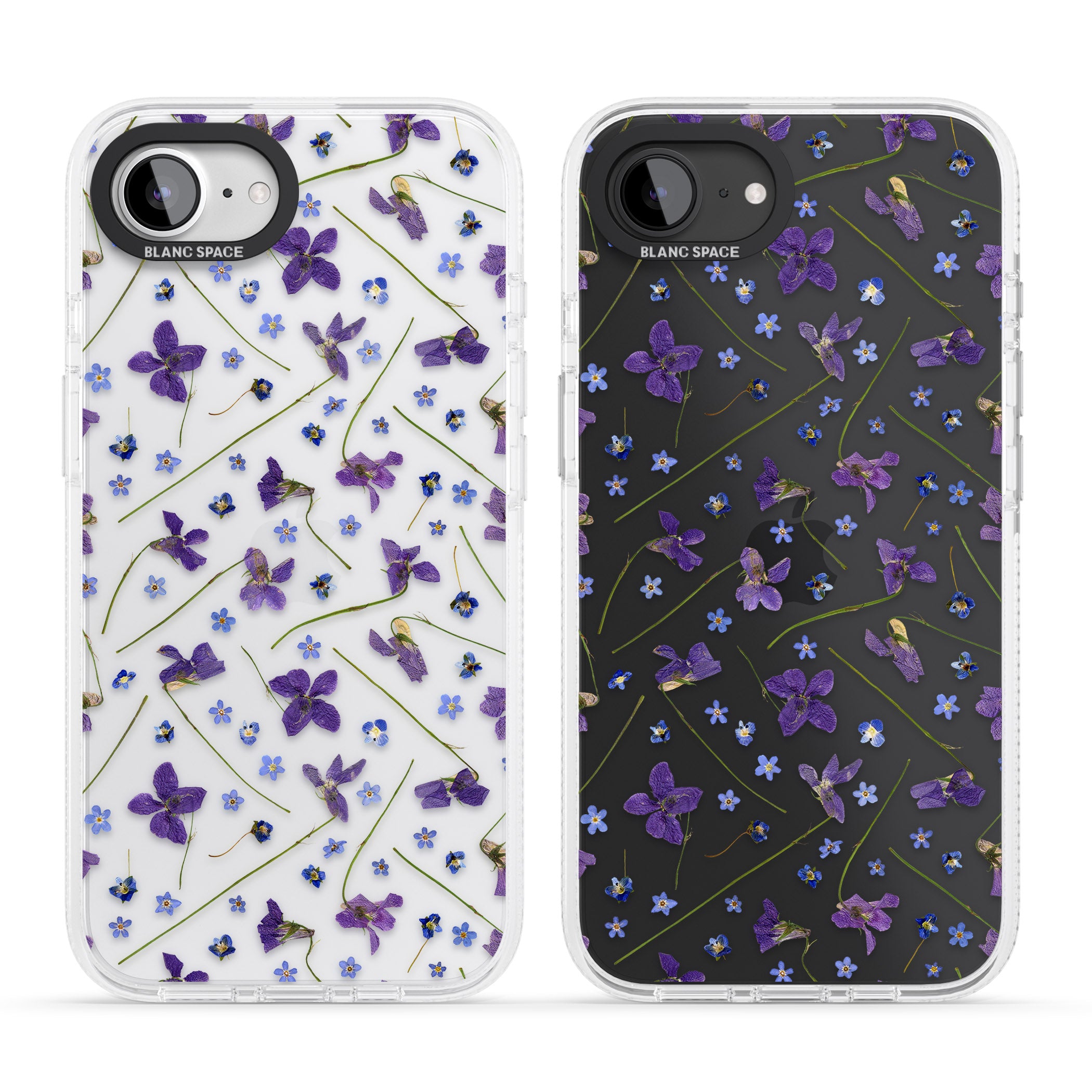 Violet & Blue Floral Pattern Design iPhone 16e Clear Case Impact Air - Blanc Space