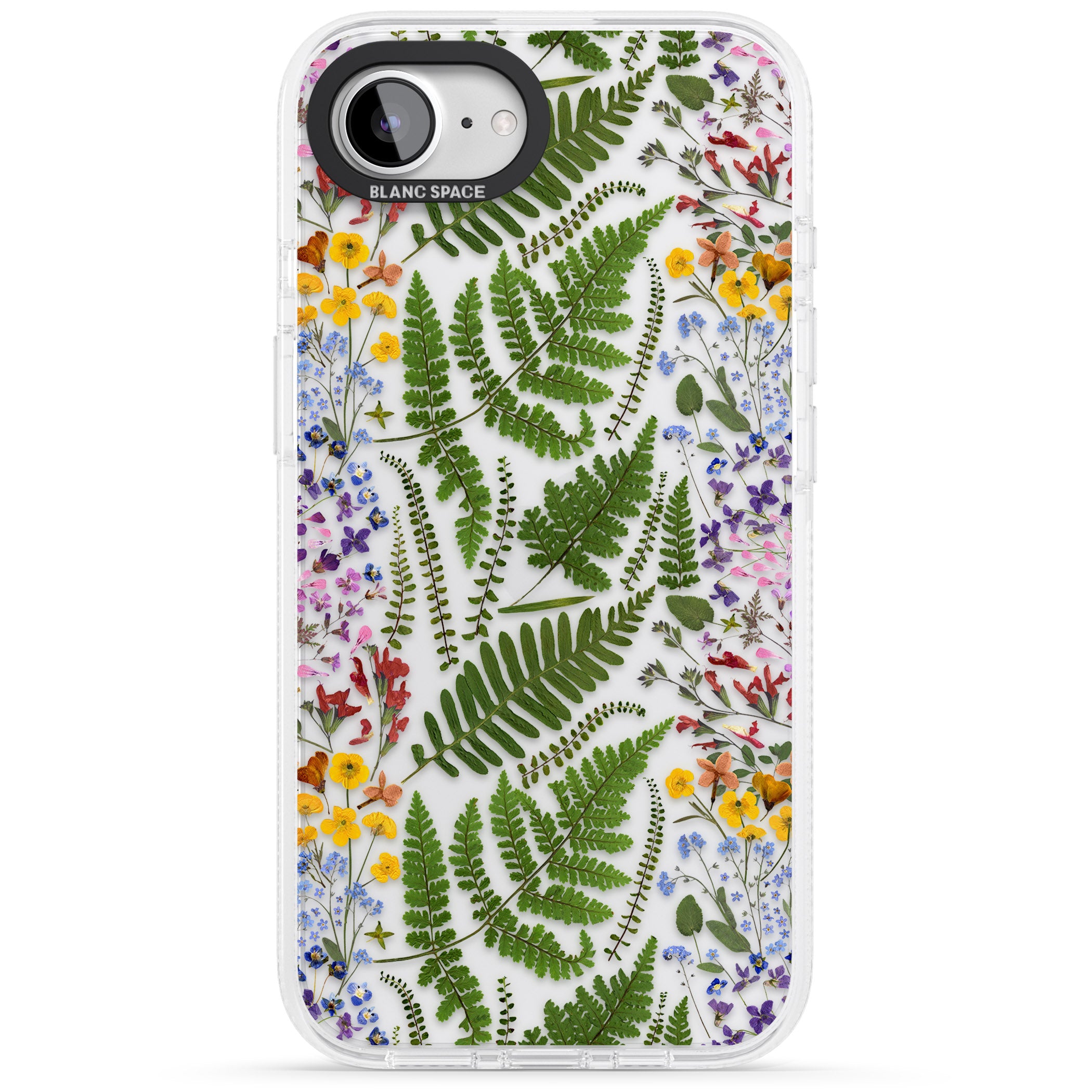 Busy Floral and Fern Design iPhone 16e Clear Case Impact Air - Blanc Space