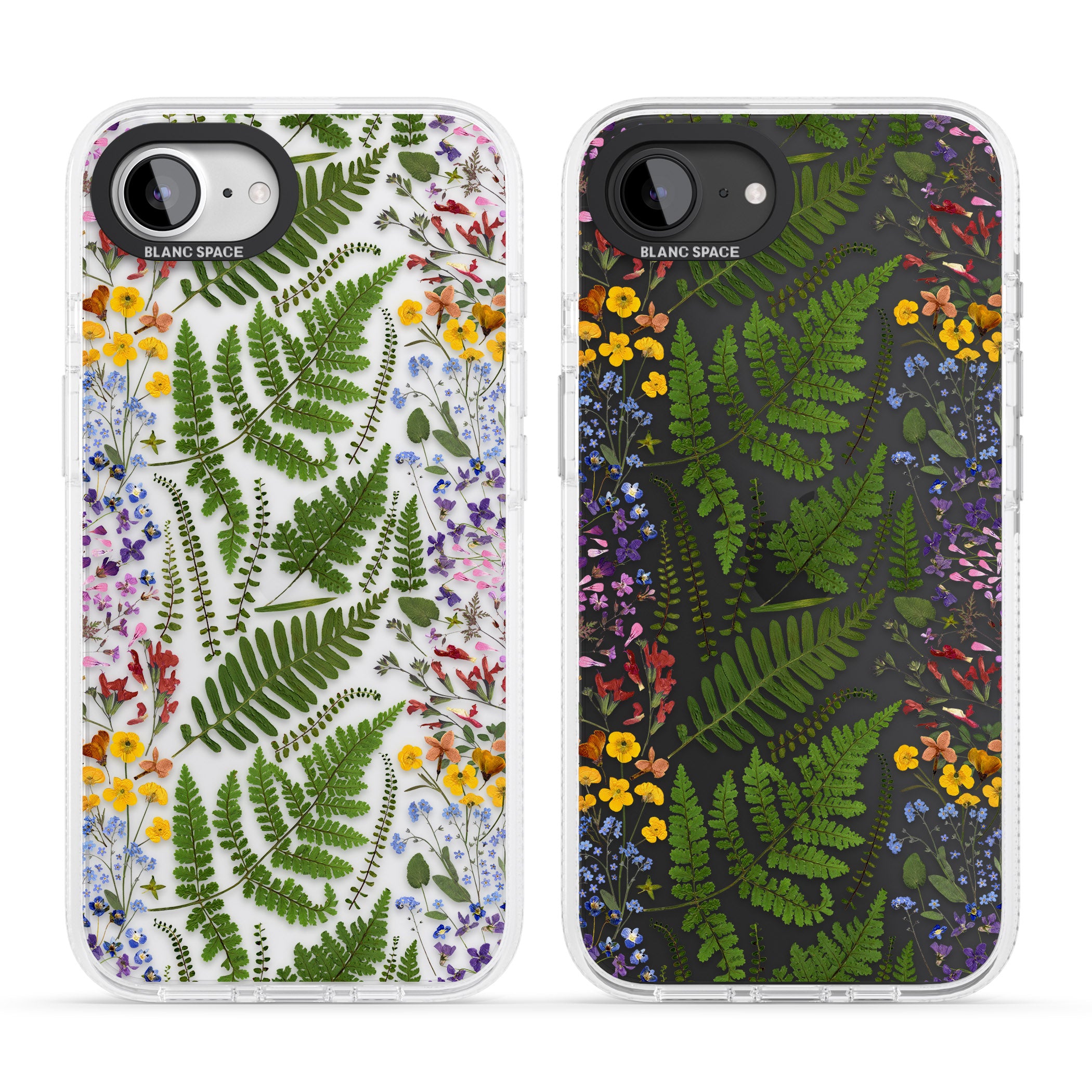 Busy Floral and Fern Design iPhone 16e Clear Case Impact Air - Blanc Space