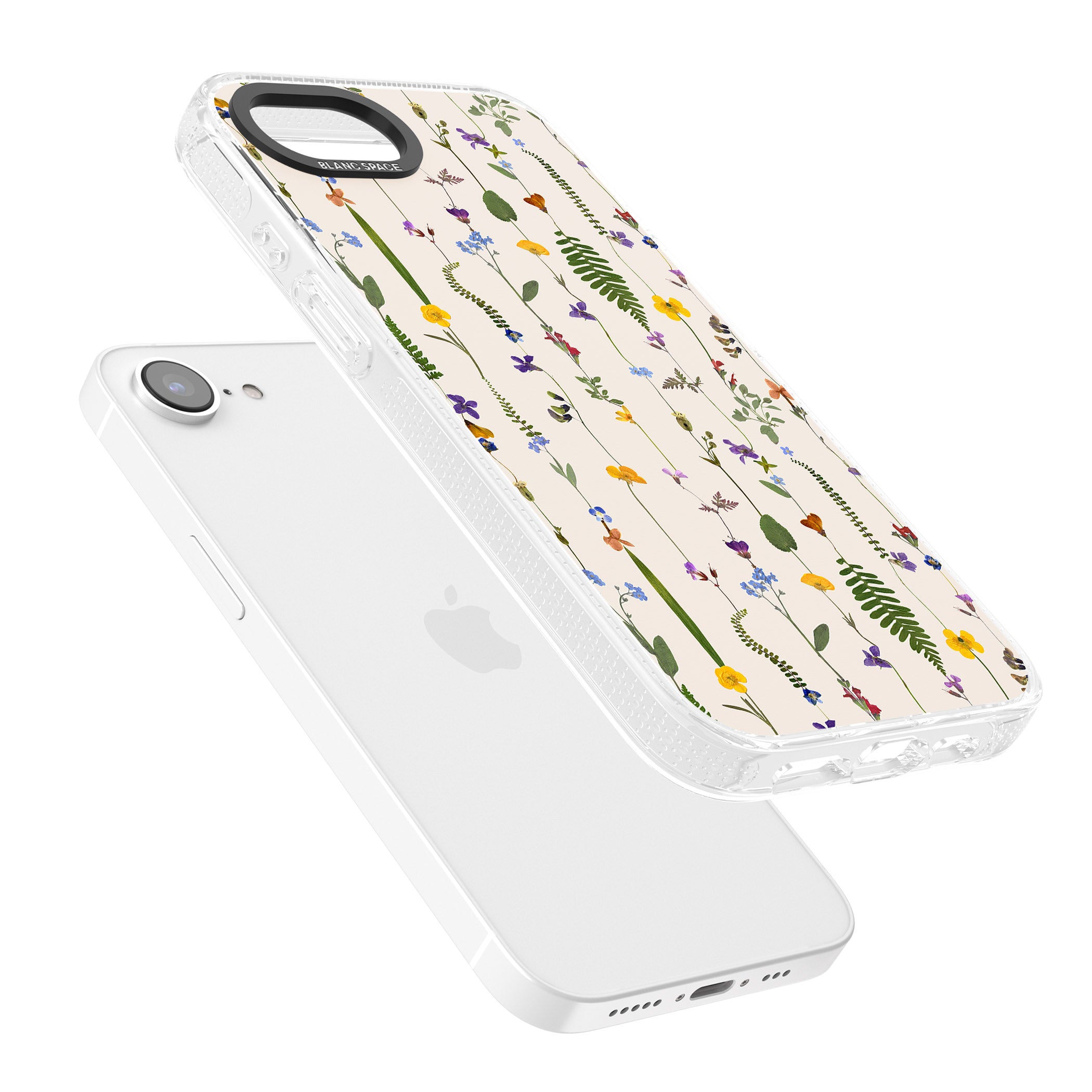 Wildflower Chain Design - Cream iPhone 16e Clear Case Impact Air - Blanc Space
