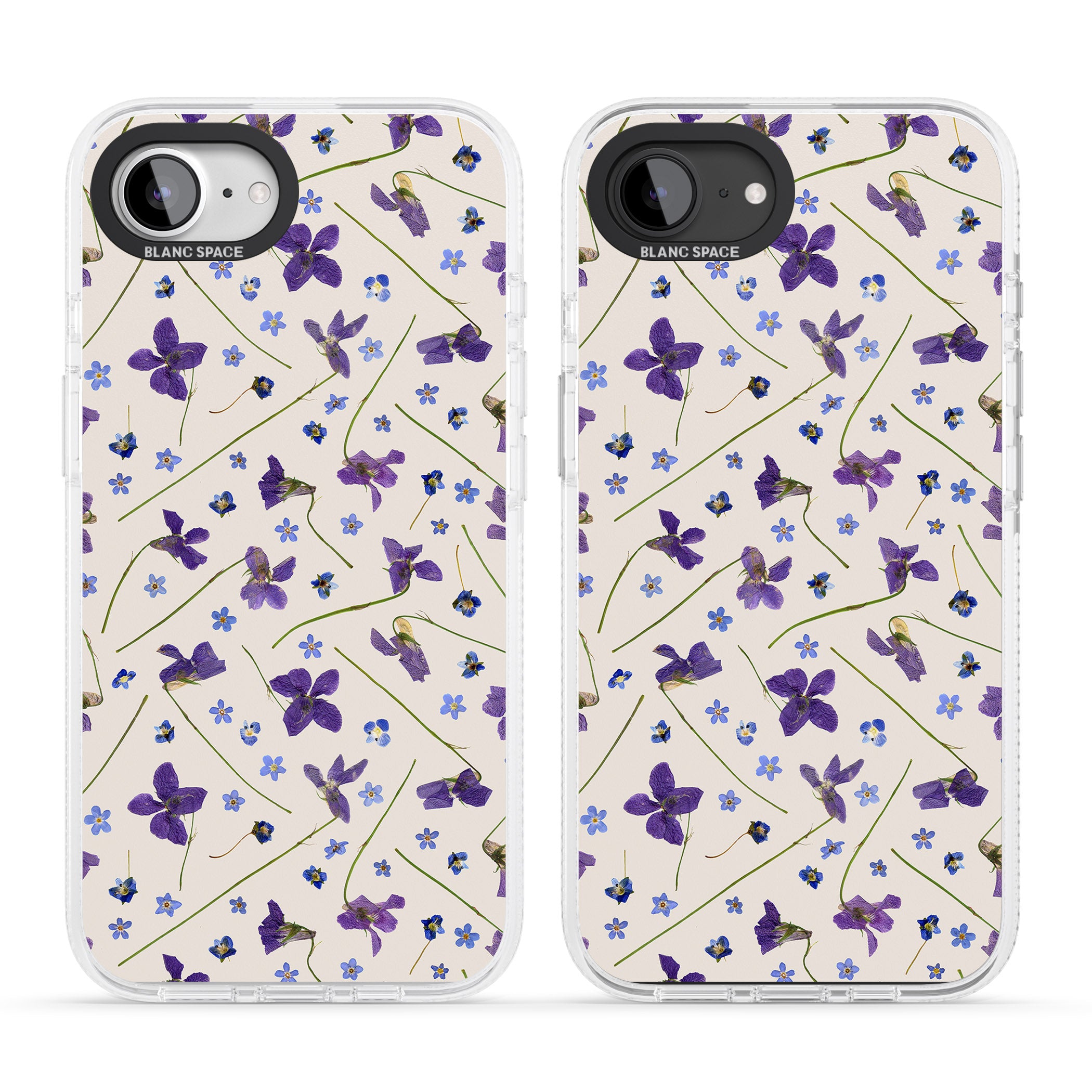 Violet Floral Pattern Design - Cream iPhone 16e Clear Case Impact Air - Blanc Space