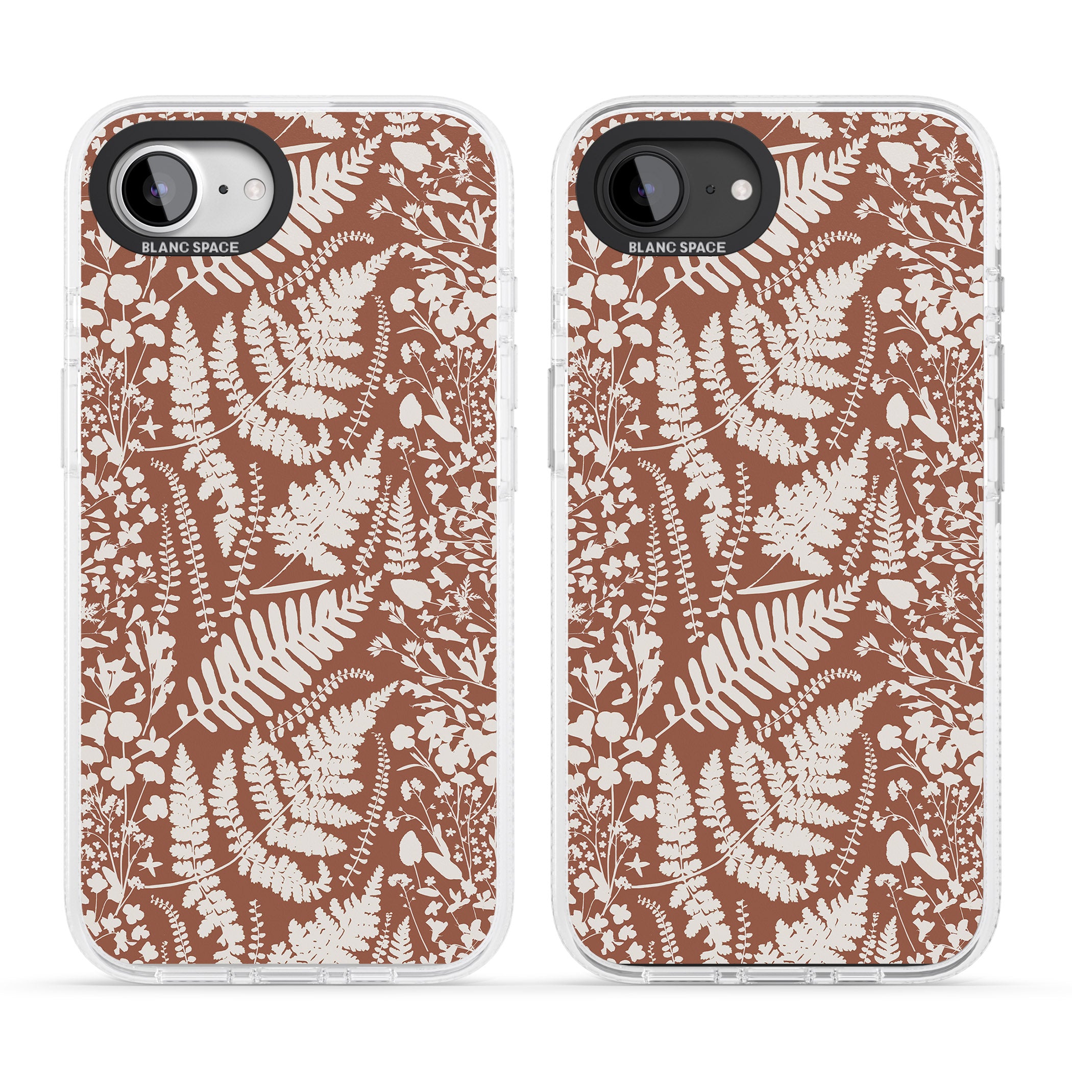 Wildflowers and Ferns on Terracotta iPhone 16e Clear Case Impact Air - Blanc Space