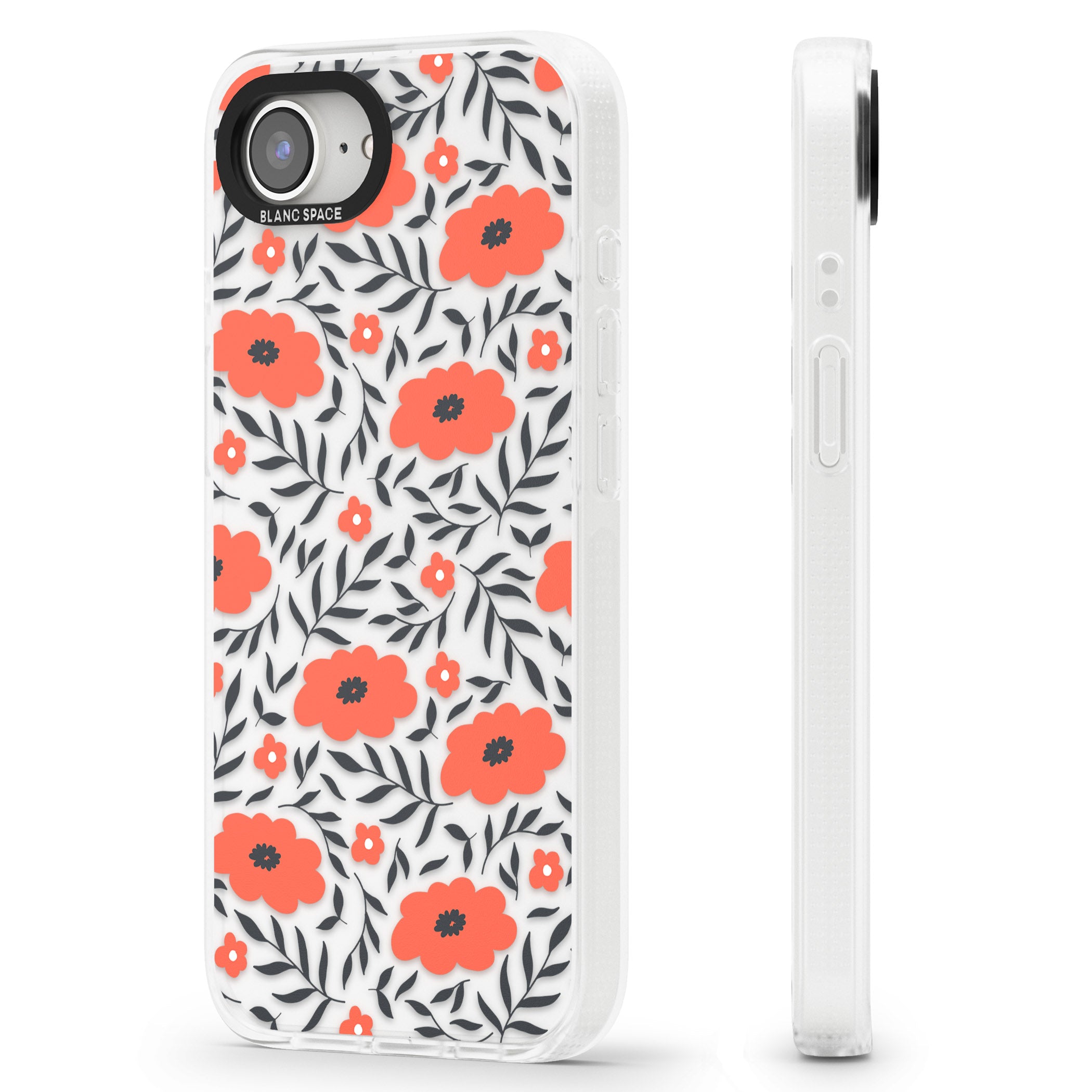 Red Poppy Transparent Floral iPhone 16e Clear Case Impact Air - Blanc Space