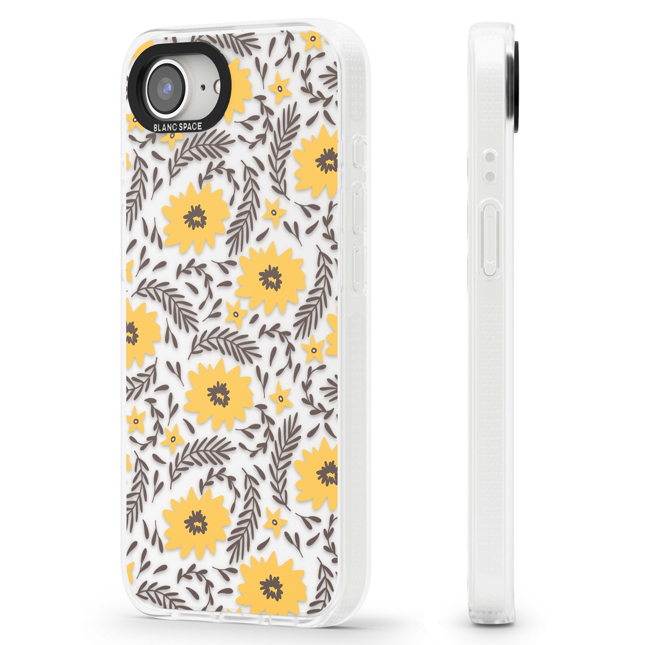 Yellow Blossoms Transparent Floral iPhone 16e Clear Case Impact Air - Blanc Space