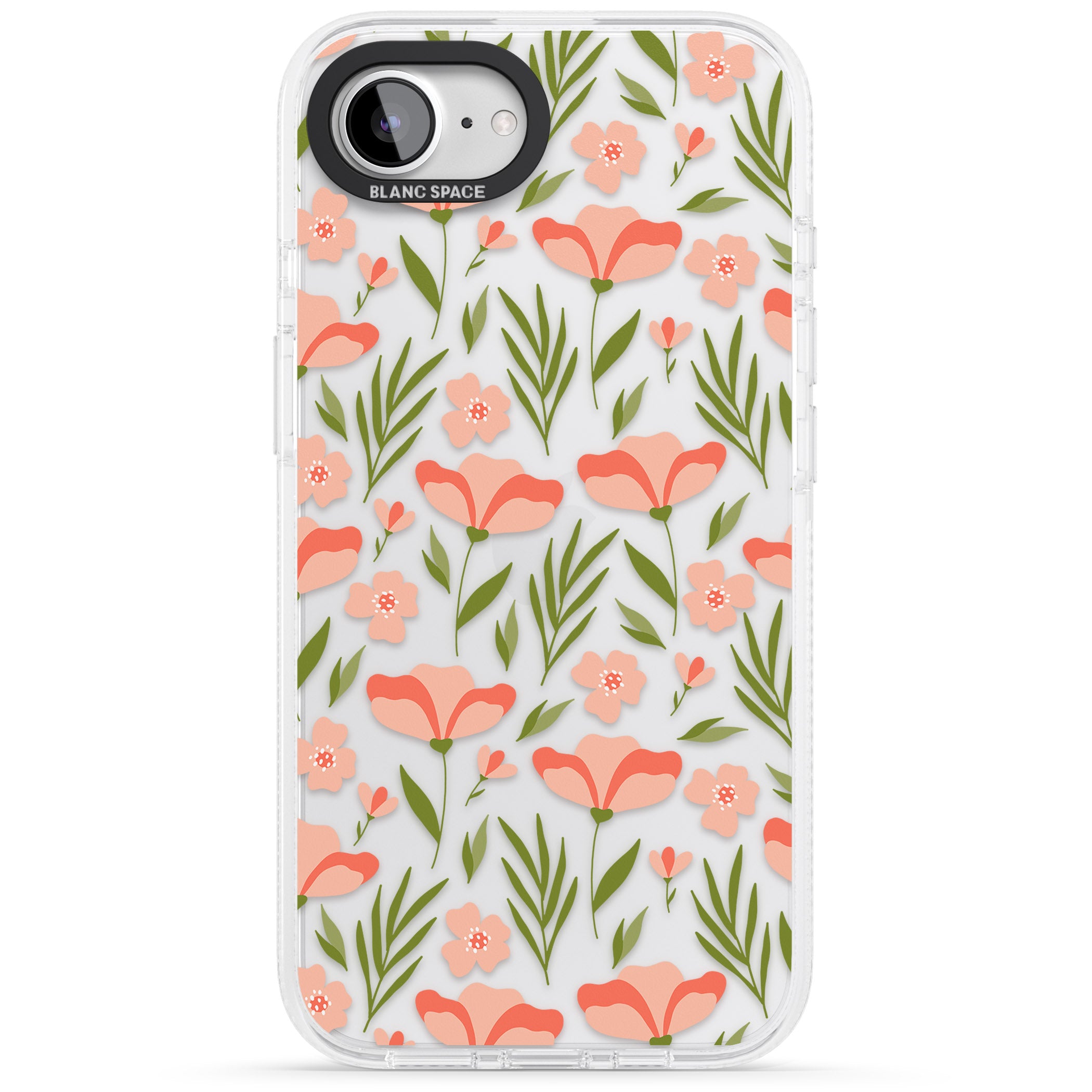Pink Petals Transparent Floral iPhone 16e Clear Case Impact Air - Blanc Space