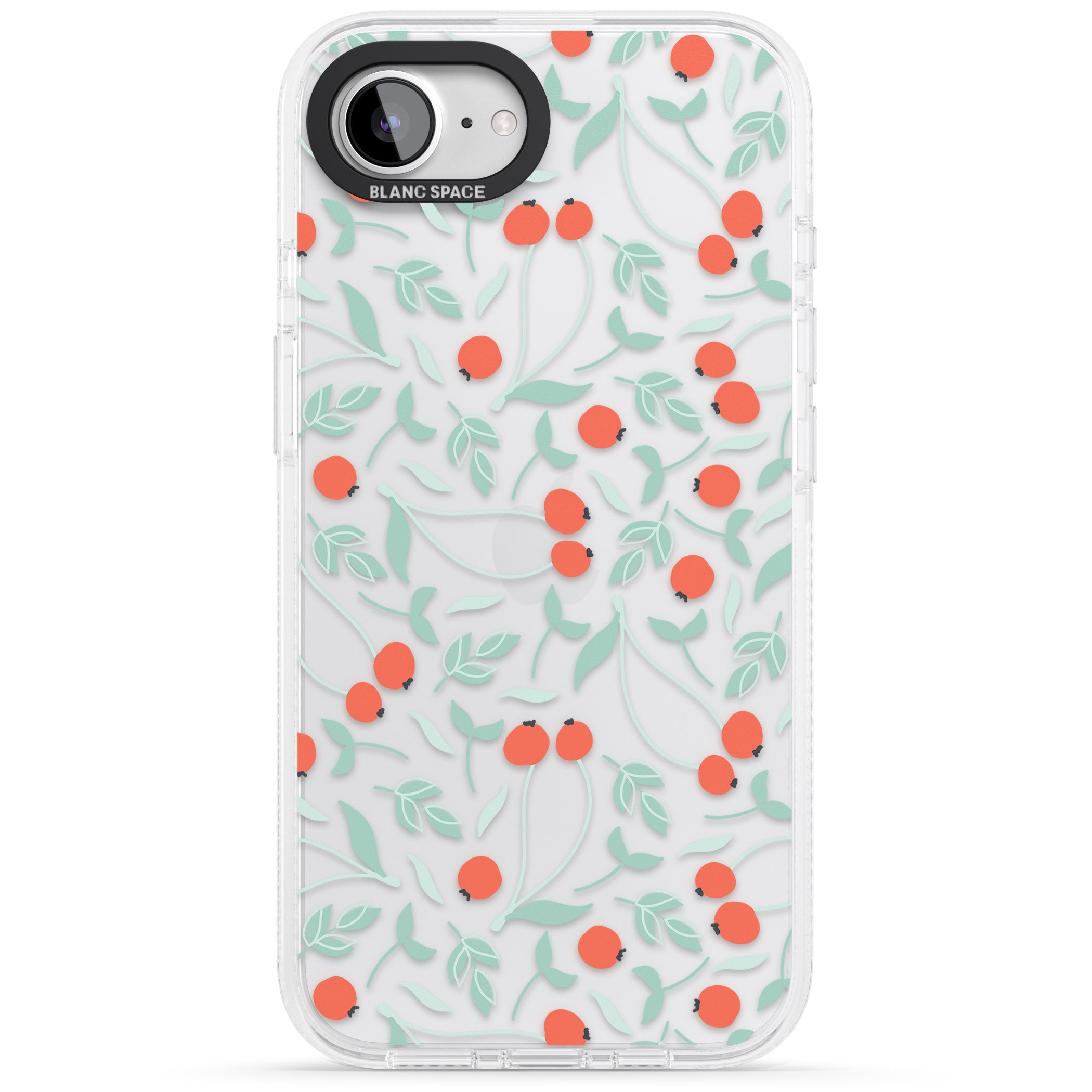 Red Berries Transparent Floral iPhone 16e Clear Case Impact Air - Blanc Space