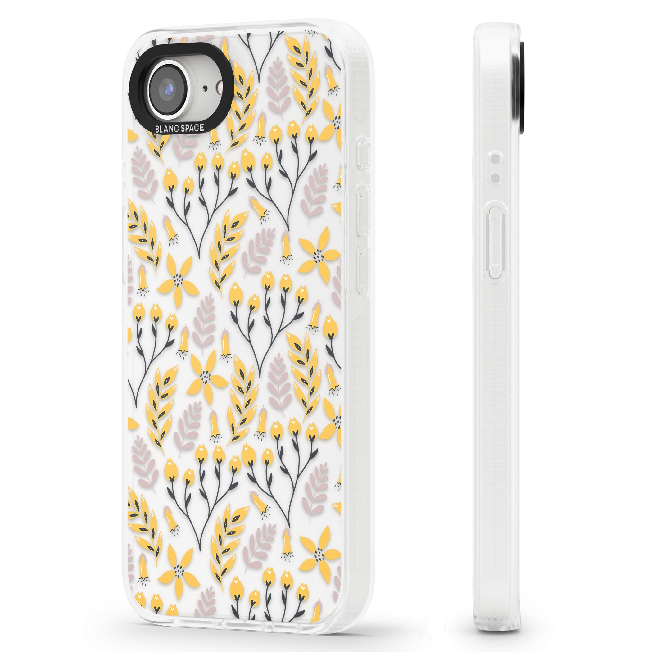 Yellow Leaves Transparent Floral iPhone 16e Clear Case Impact Air - Blanc Space