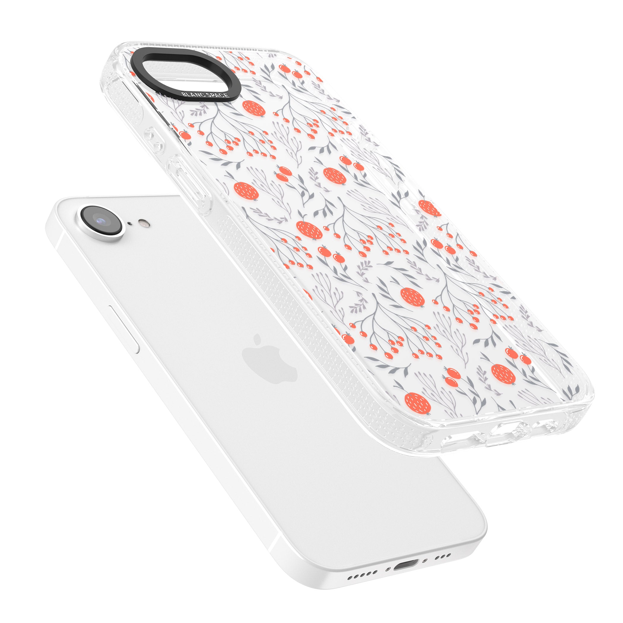 Red Fruits Transparent Floral iPhone 16e Clear Case Impact Air - Blanc Space