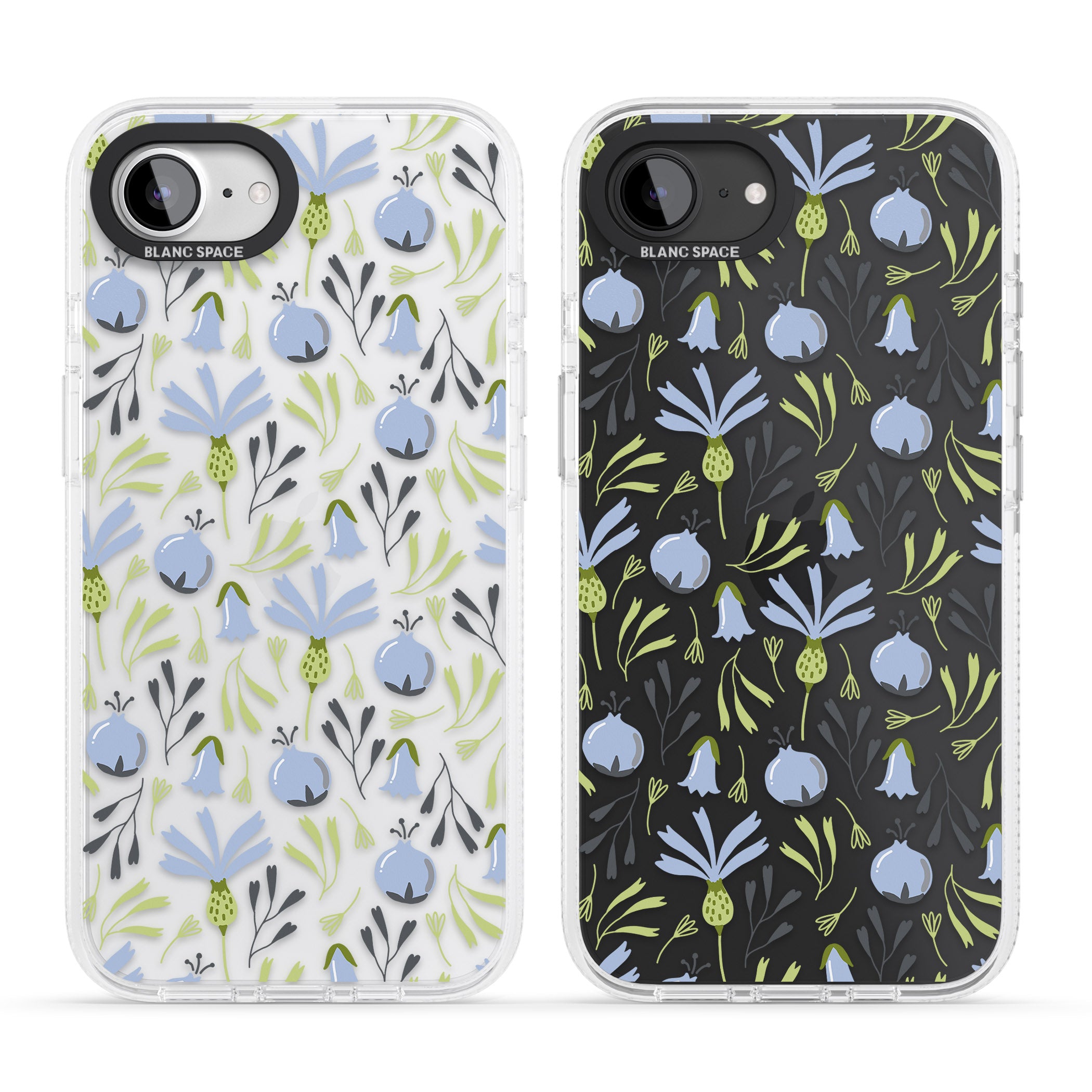 Blue Flora Transparent Floral iPhone 16e Clear Case Impact Air - Blanc Space